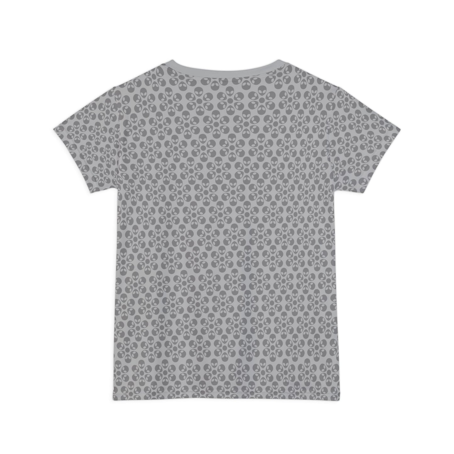 Womens Short Sleeve Shirt Alien Flowers Light Grey