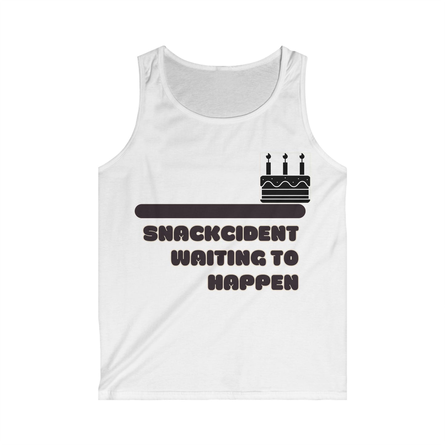 Snackcident Waiting to Happen Men's Tank Top, Funny Workout Shirt, Gift for Foodies, Summer Casual Wear, Birthday Occasion