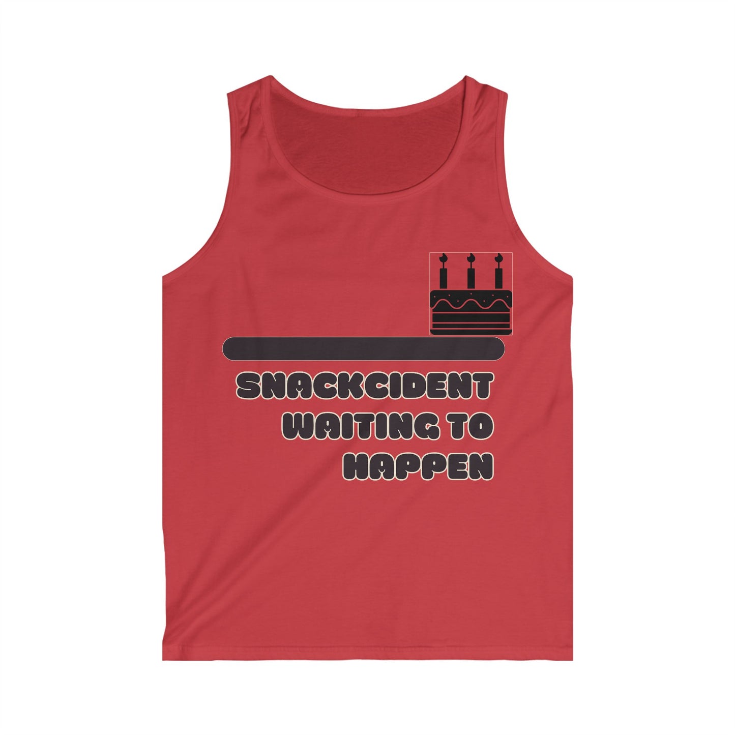 Snackcident Waiting to Happen Men's Tank Top, Funny Workout Shirt, Gift for Foodies, Summer Casual Wear, Birthday Occasion
