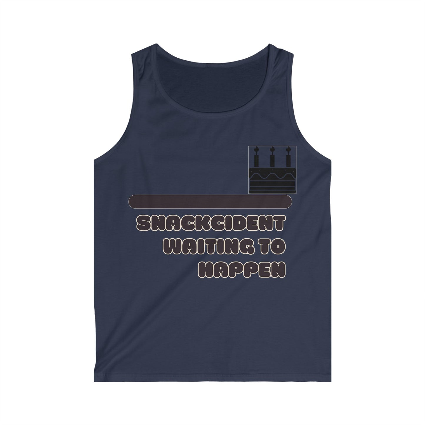Snackcident Waiting to Happen Men's Tank Top, Funny Workout Shirt, Gift for Foodies, Summer Casual Wear, Birthday Occasion