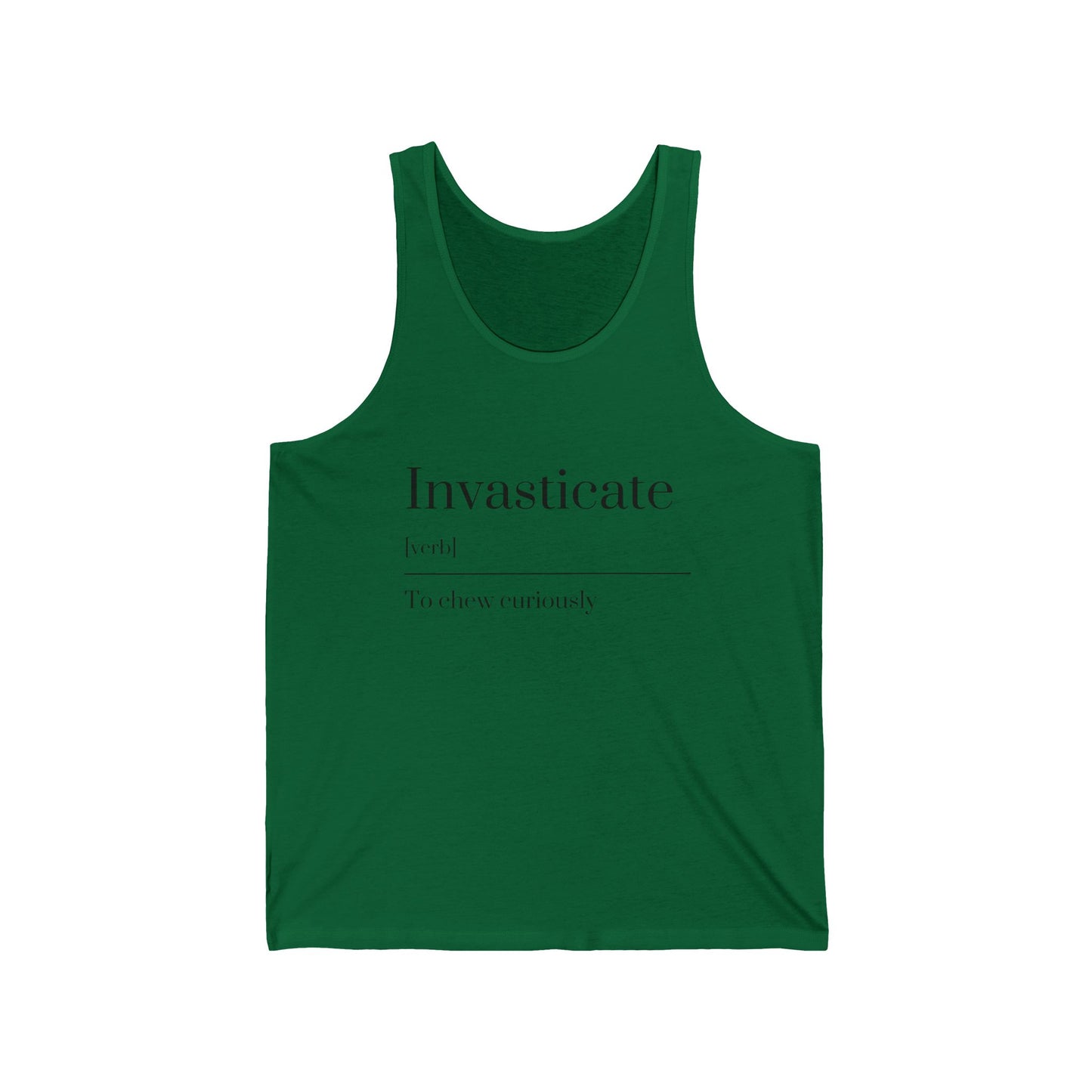 Invasticate Unisex Jersey Tank | Meaningful Word Art Tee, Summer Top, Casual Wear, Gift for Grammar Lovers, Beachwear
