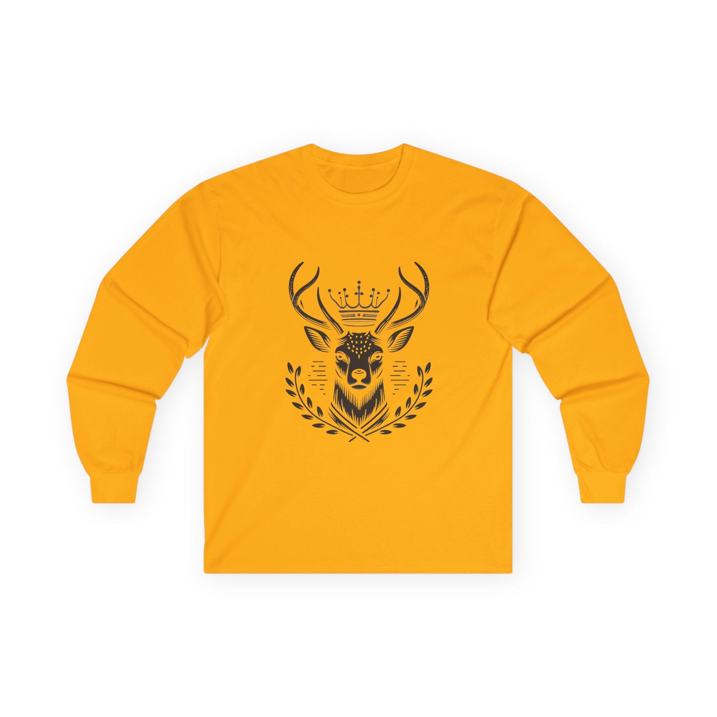 Crowned Deer Long Sleeve Tee | Unisex Ultra Cotton | Nature Inspired Apparel - Oh Deer Lord