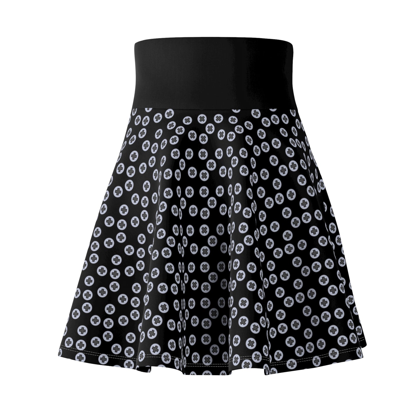Chic Women's Skater Skirt, Stylish Summer Skirt, Fun Printed Skirt, Casual Outfit, Unique Gift for Her, Dance Skirt - Black