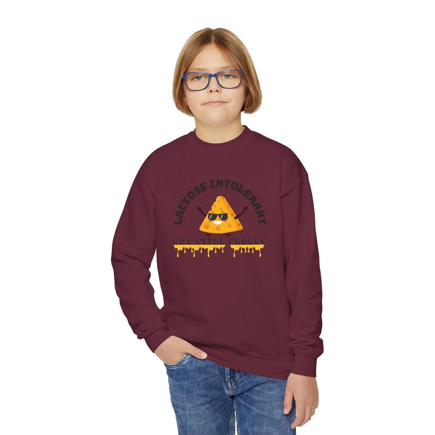 Fun Youth Crewneck Sweatshirt - "Lactose Intolerant" - Funny Gift for Kids, Allergy Awareness, Casual Wear, Birthday