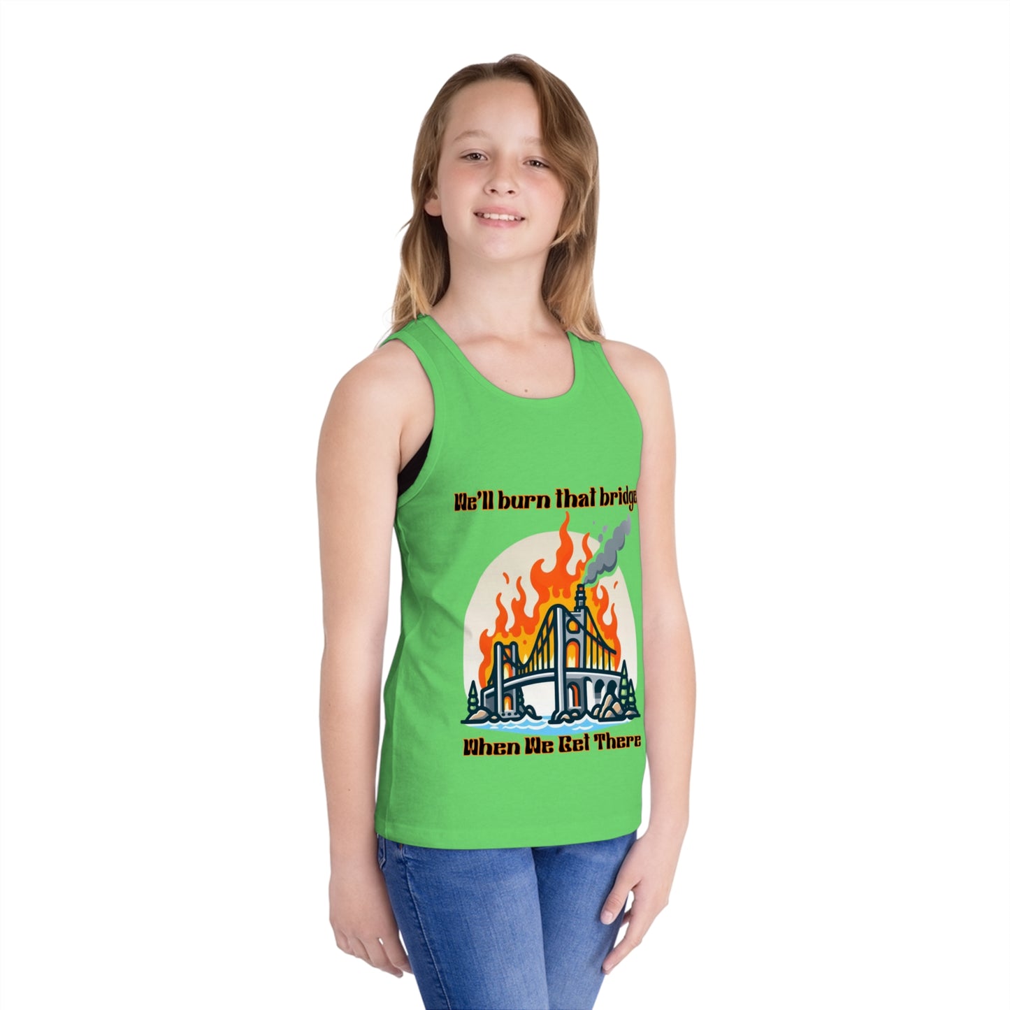 Youth Graphic Tank Top - "We'll Burn That Bridge" Design