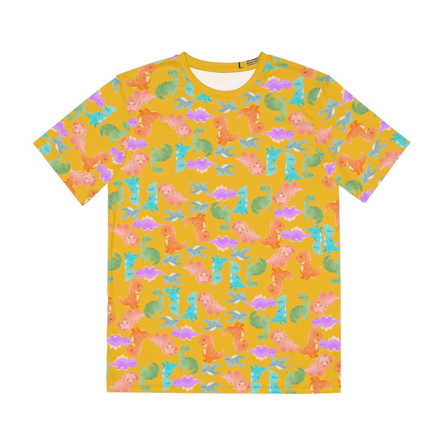 Colorful Dino Tee Fun Playful Shirt for Ocean Lovers Casual Wear Summer Outfits Beach Activities Gifts for Him Rainbow Dinos Yellow