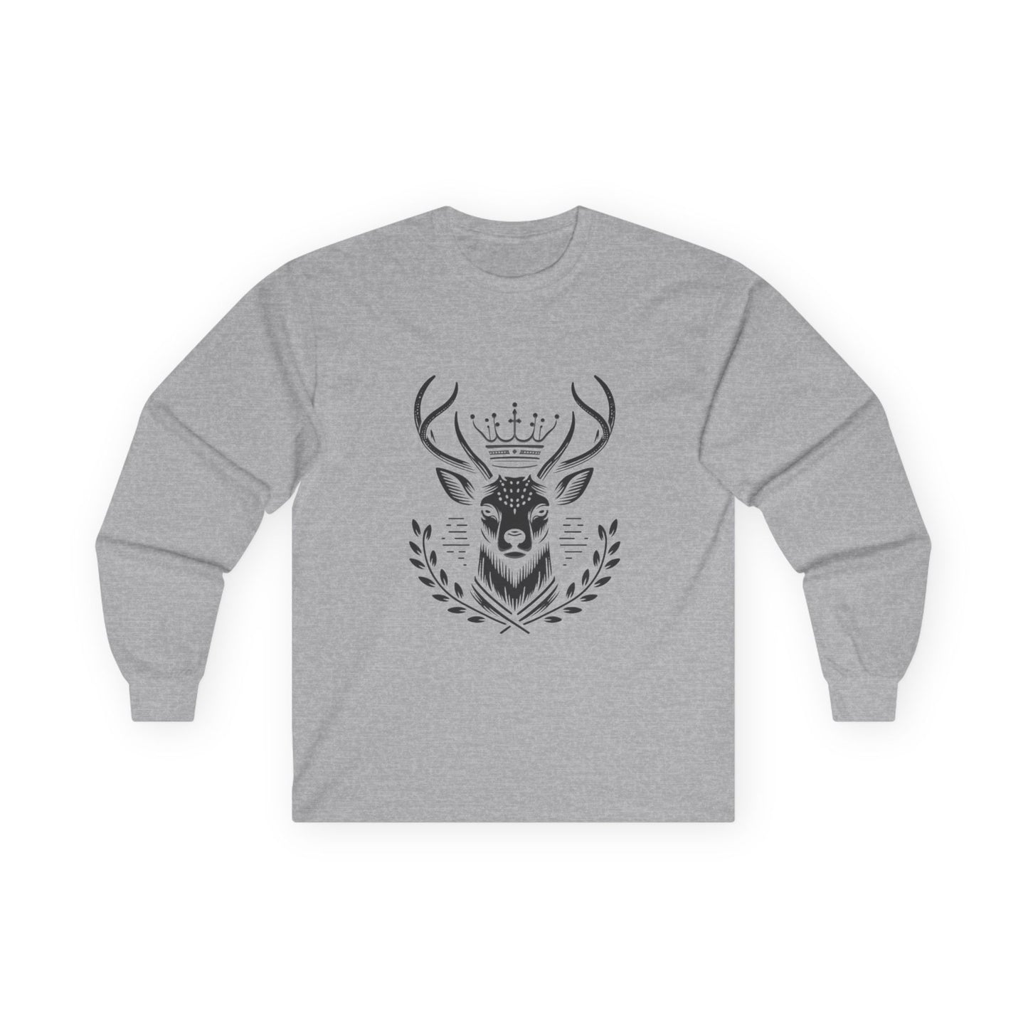 Crowned Deer Long Sleeve Tee | Unisex Ultra Cotton | Nature Inspired Apparel - Oh Deer Lord