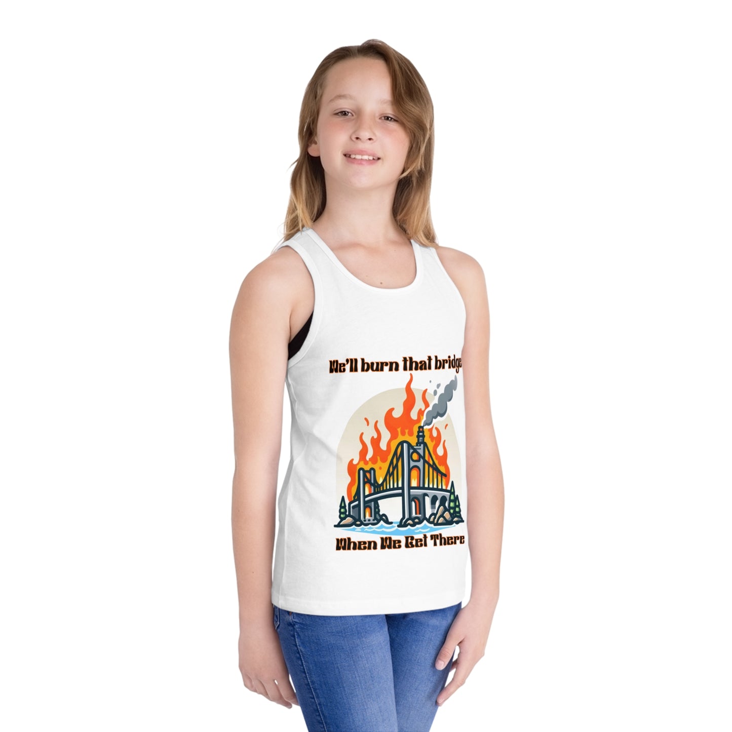 Youth Graphic Tank Top - "We'll Burn That Bridge" Design