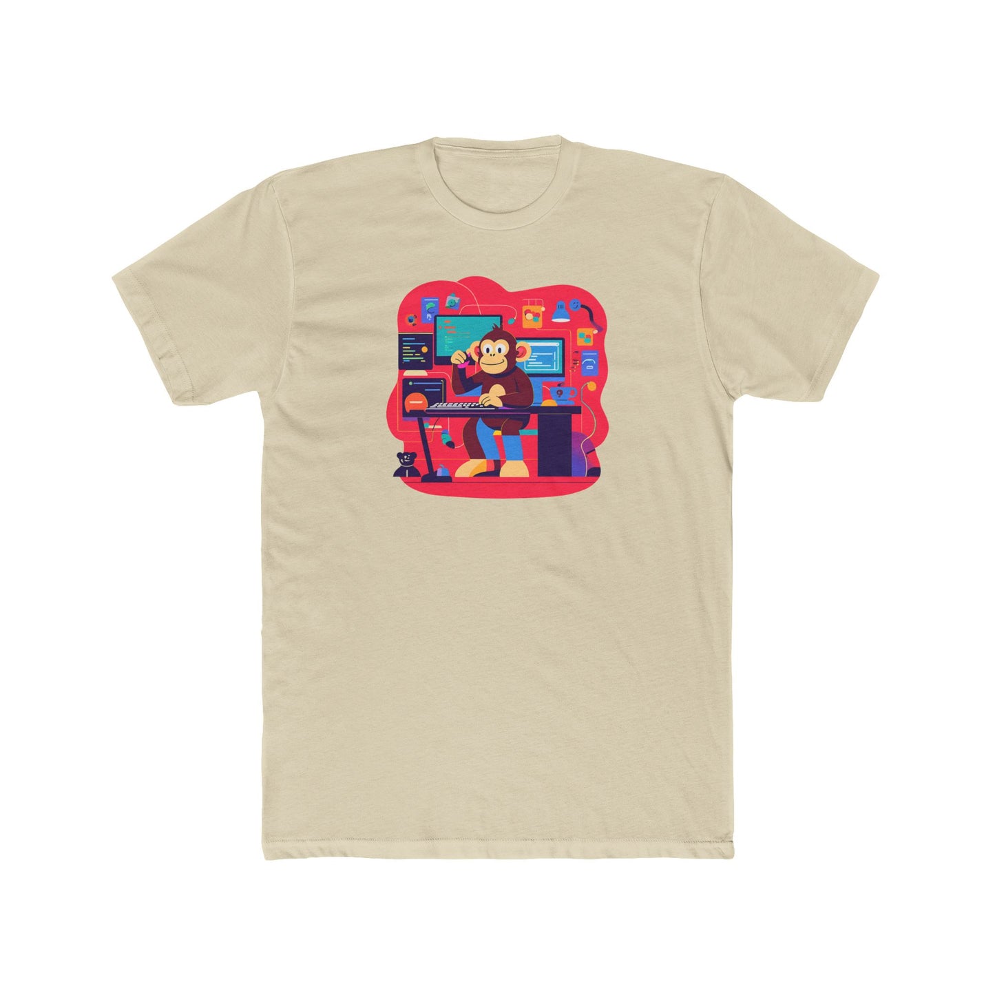 Playful Monkey Themed Unisex Cotton Crew Tee, Fun Gamer Shirt, Casual Tee, Graphic Tee, Gift for Kids and Teens