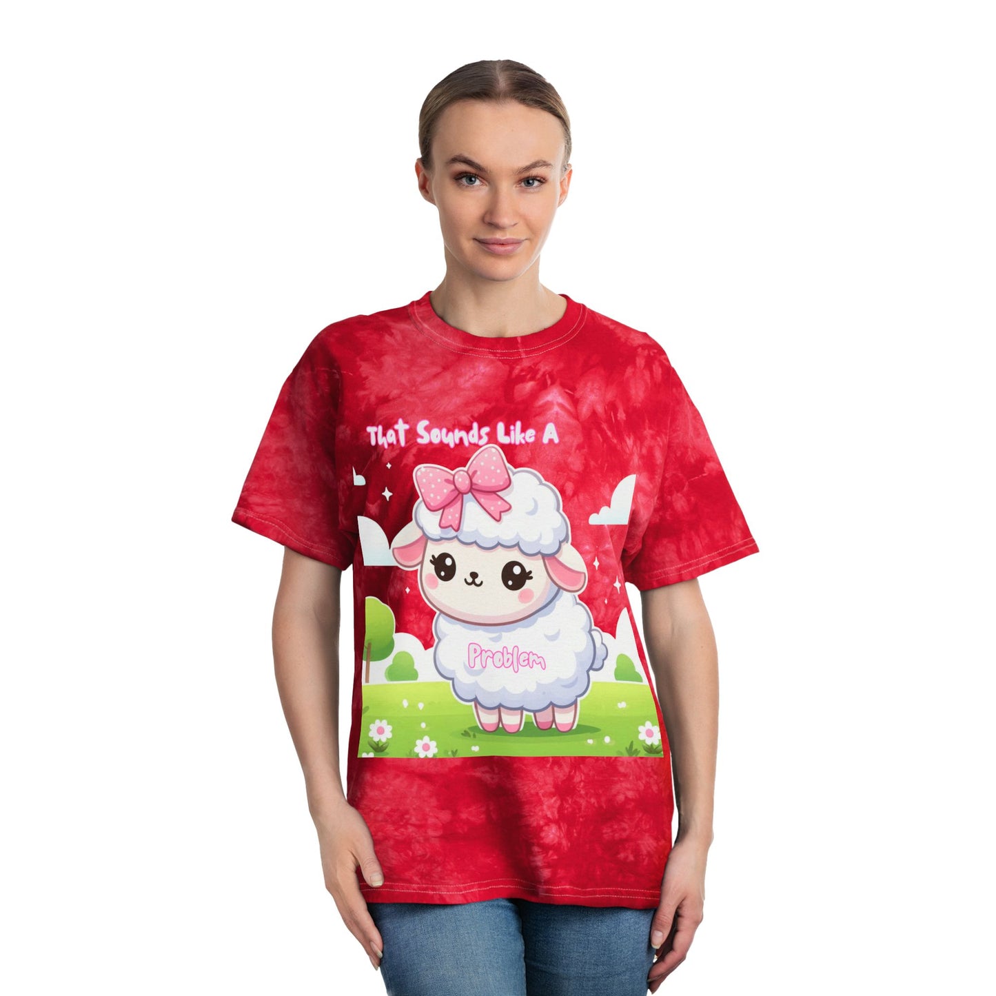 Cute Tie-Dye Tee with Adorable Sheep Graphic – Perfect for Casual Days & Gifts!