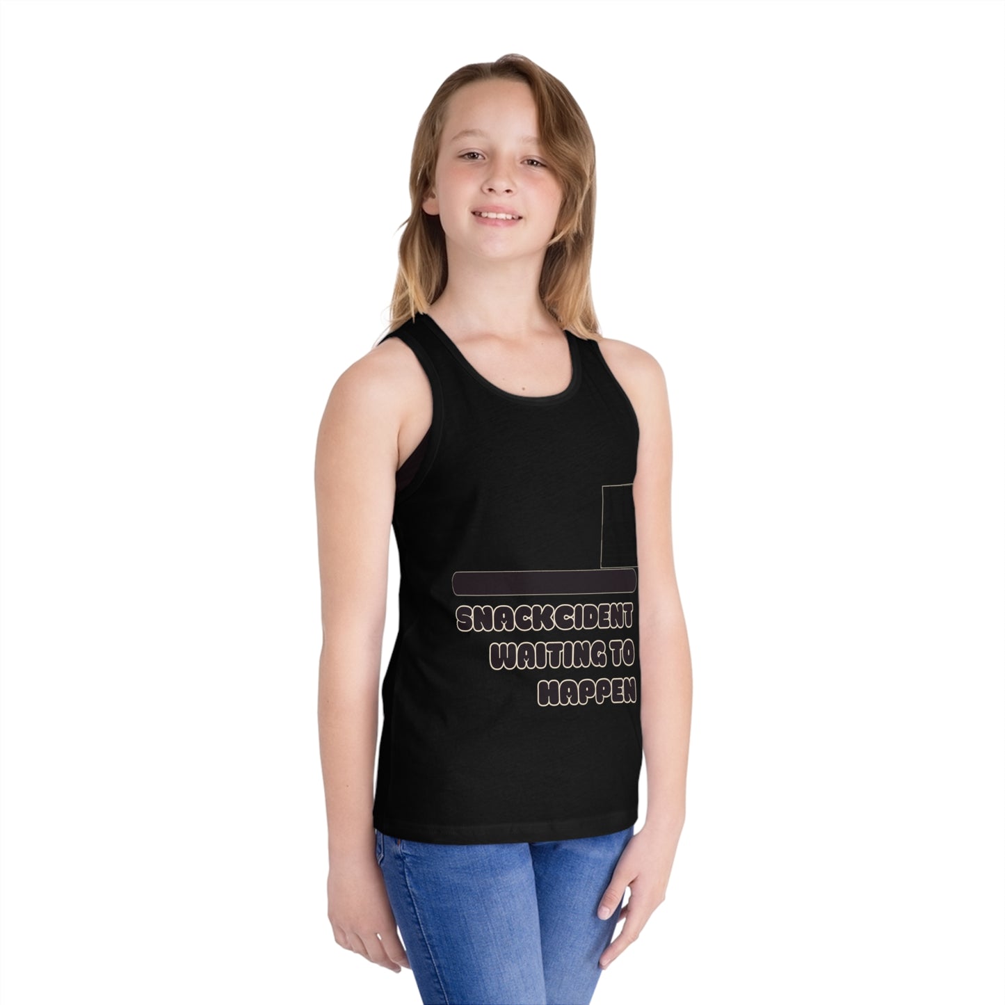 Kids Jersey Tank Top - Fun Snackcident Waiting to Happen Tee, Summer Outfit, Birthday Gift, Casual Playwear, Kids Fashion