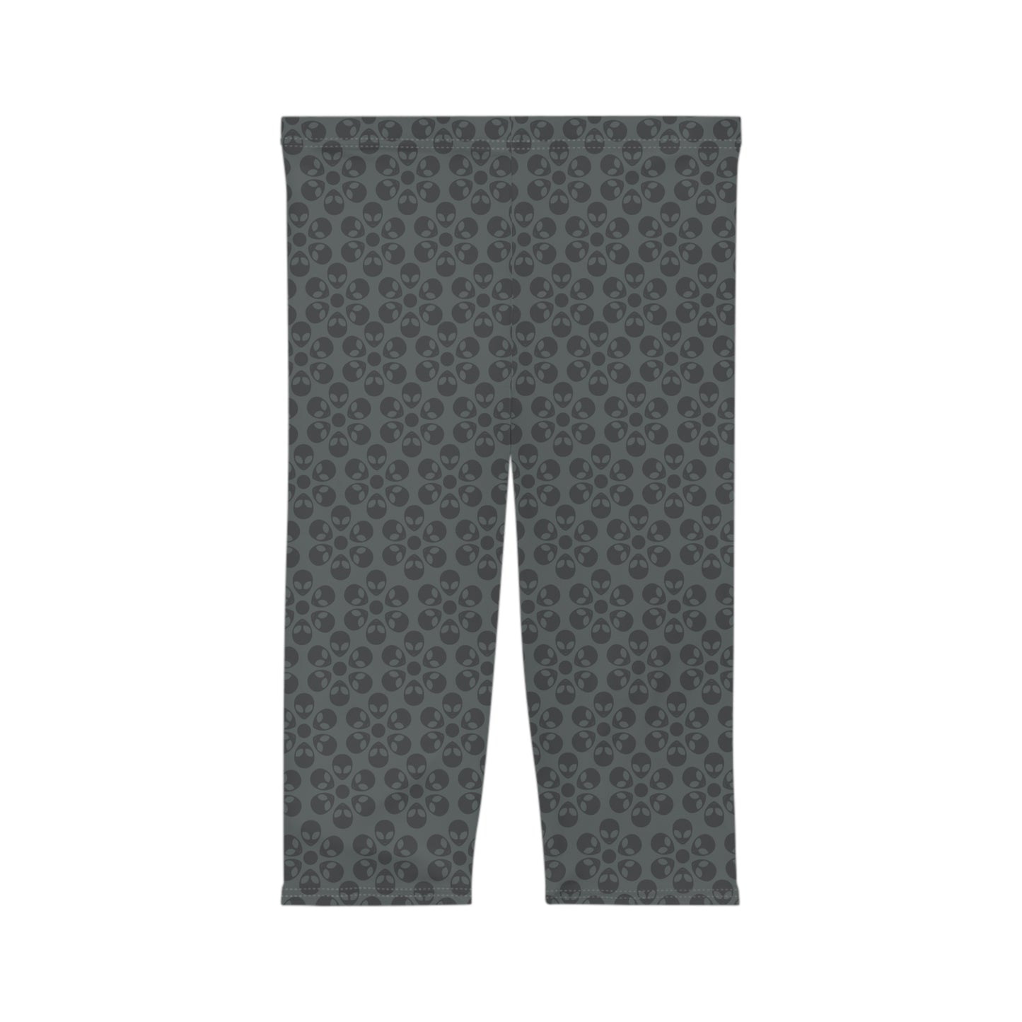 Women’s Capri Leggings Alien Flowers Dark Grey
