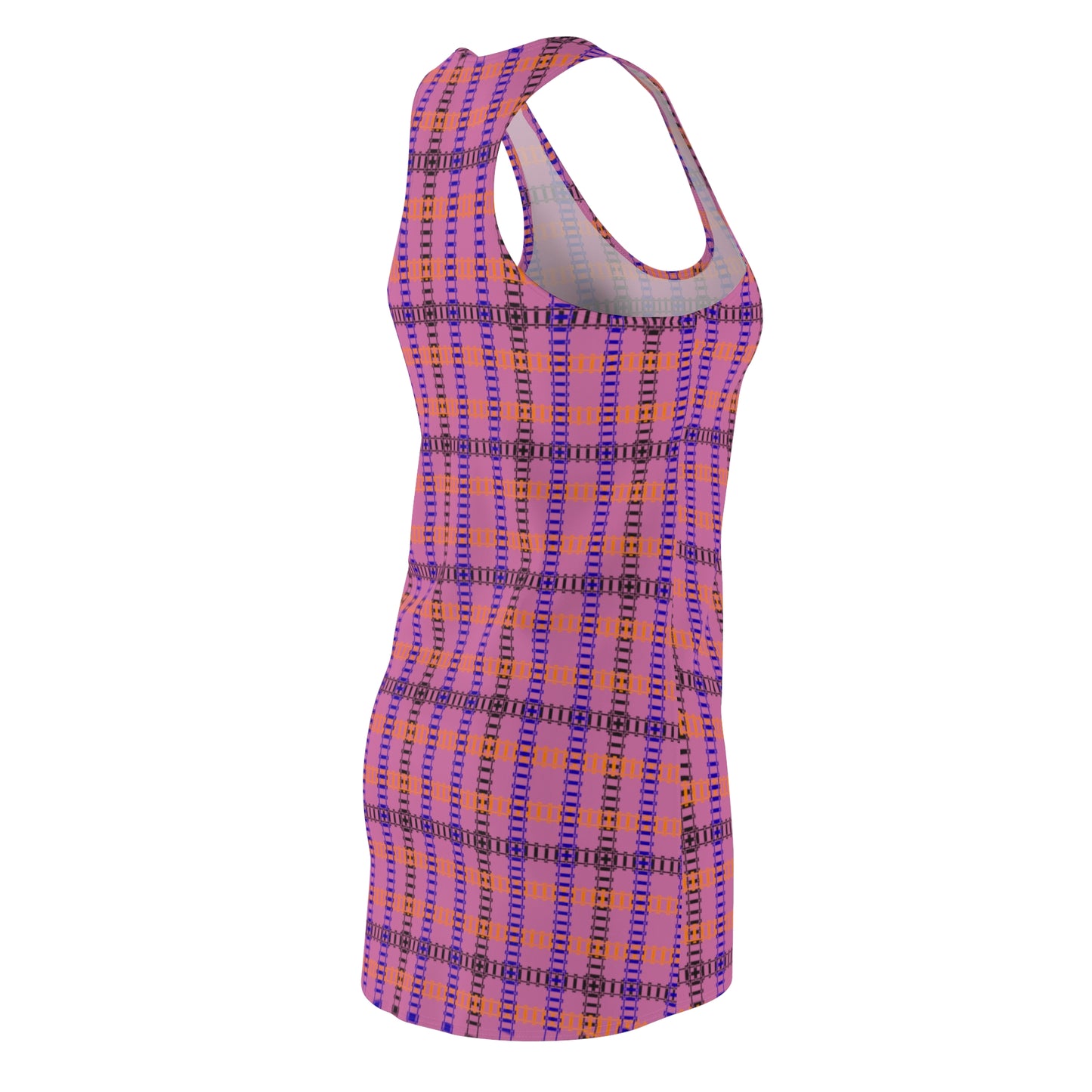 Vibrant Plaid Racerback Dress for Effortless Style Casual Summer Wear Festival Fashion Beach CoverUp Everyday Comfort Train Tracks Light Pink