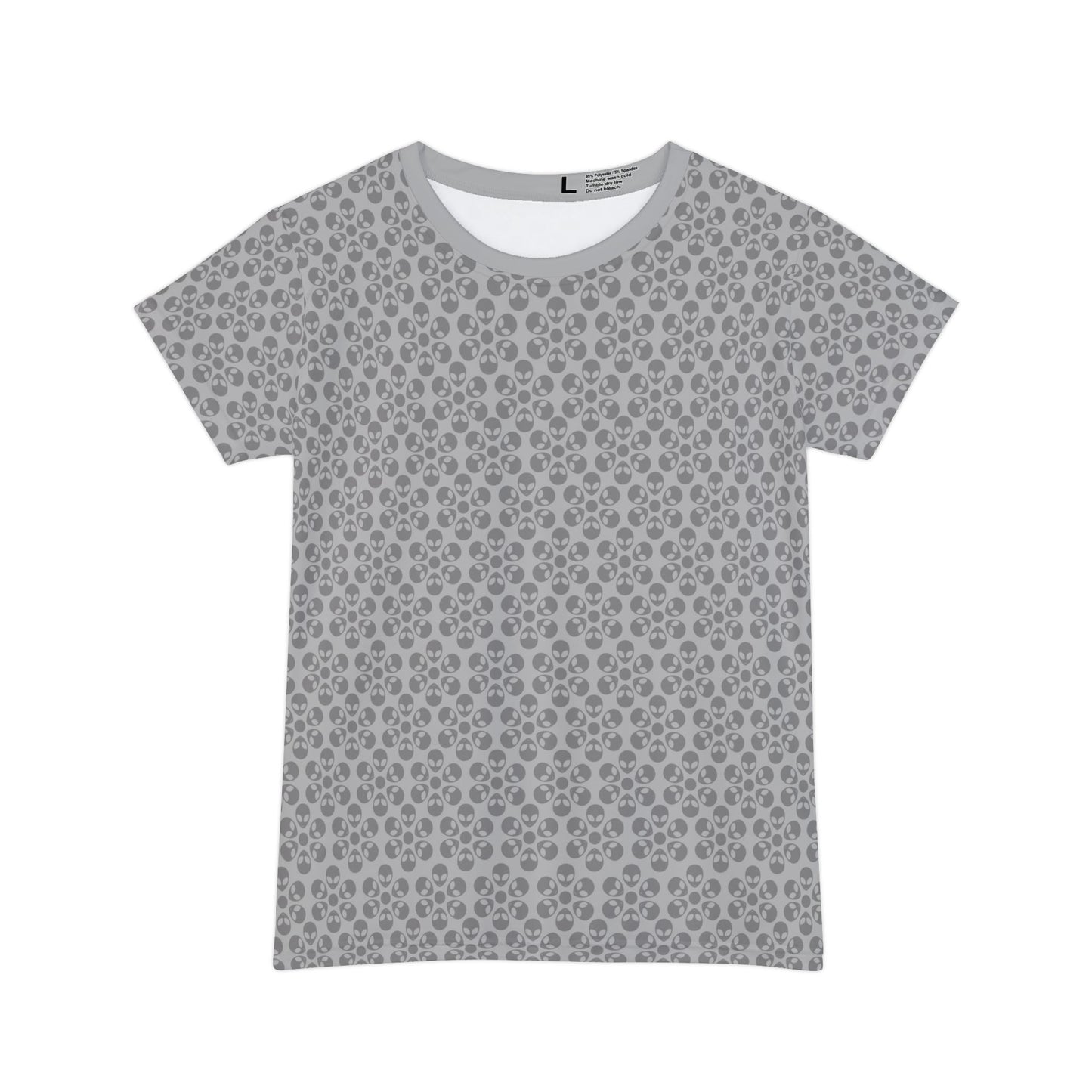 Womens Short Sleeve Shirt Alien Flowers Light Grey