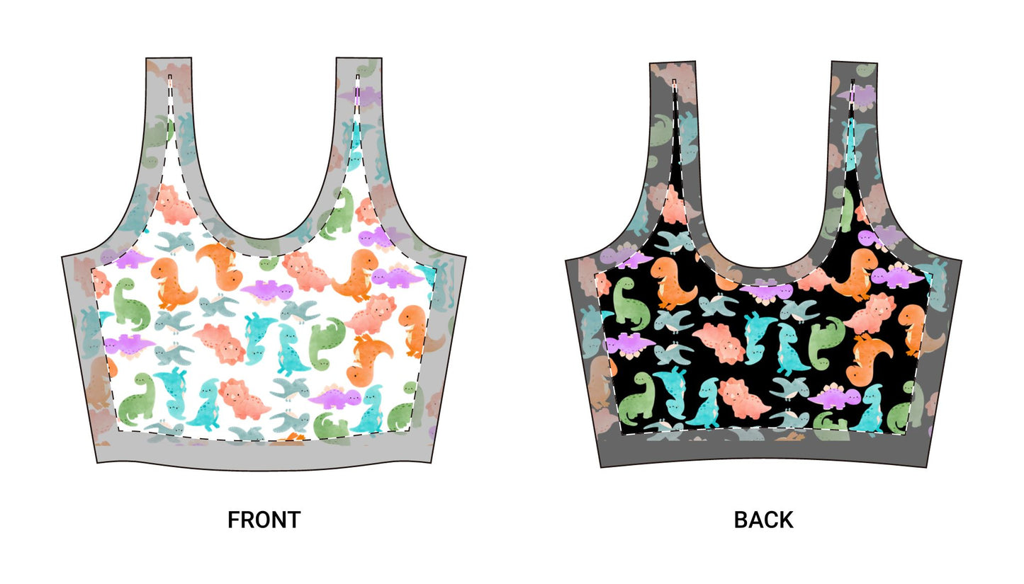 Vibrant Dino Pattern Sports Bra Perfect for Workout Fitness Swim Yoga Summer Vibes Gift for Athletes Rainbow Dinos Light Pink
