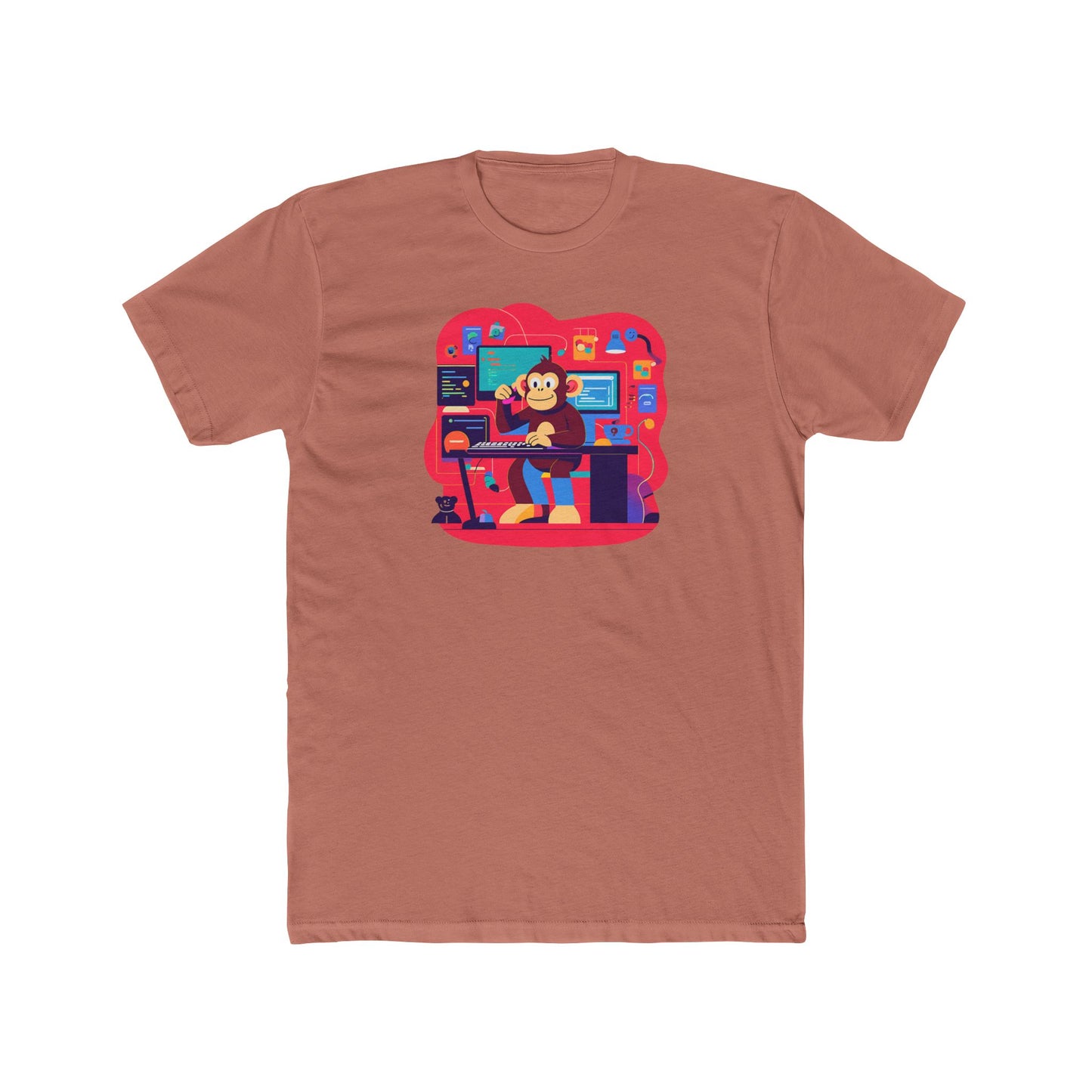 Playful Monkey Themed Unisex Cotton Crew Tee, Fun Gamer Shirt, Casual Tee, Graphic Tee, Gift for Kids and Teens