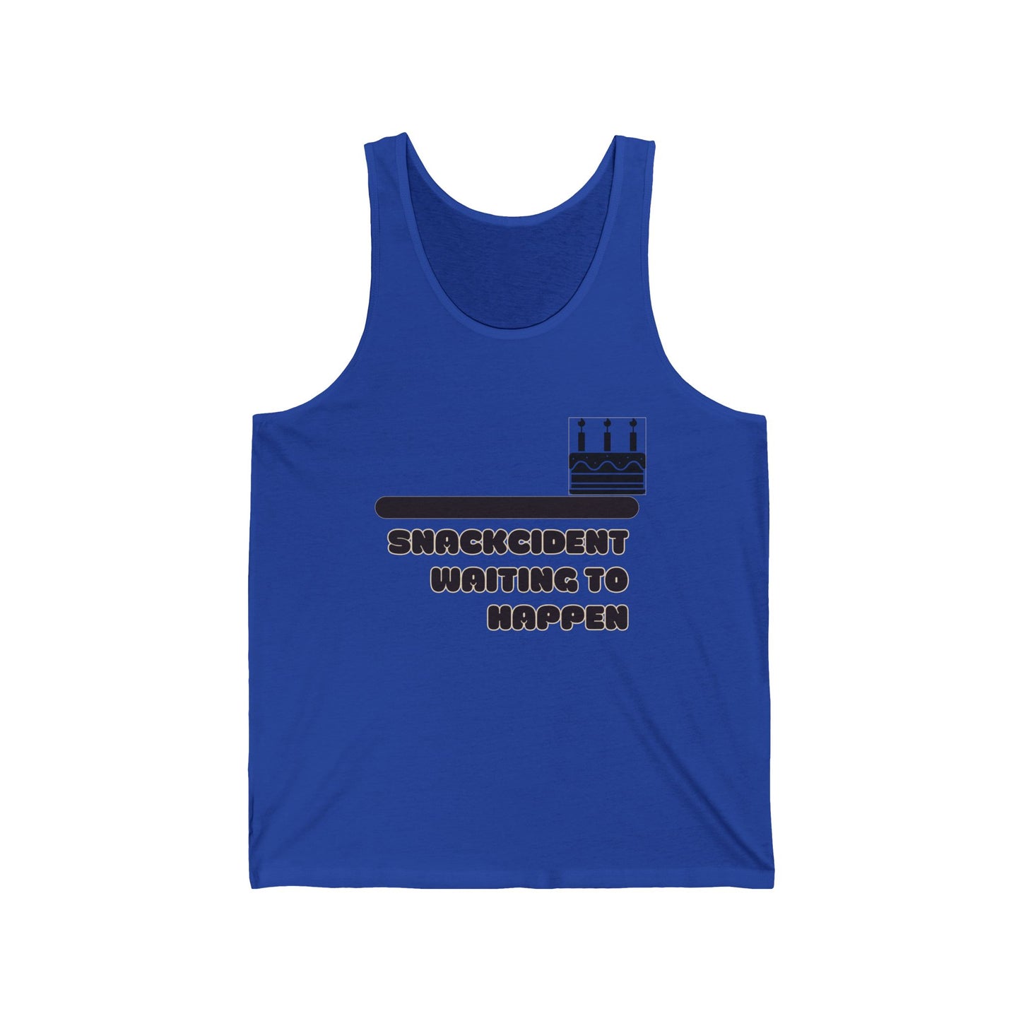 Shackcident Jersey Tank for Fun Celebrations, Unisex Birthday Gift, Party Attire, Casual Summer Wear, Unique Cake Design