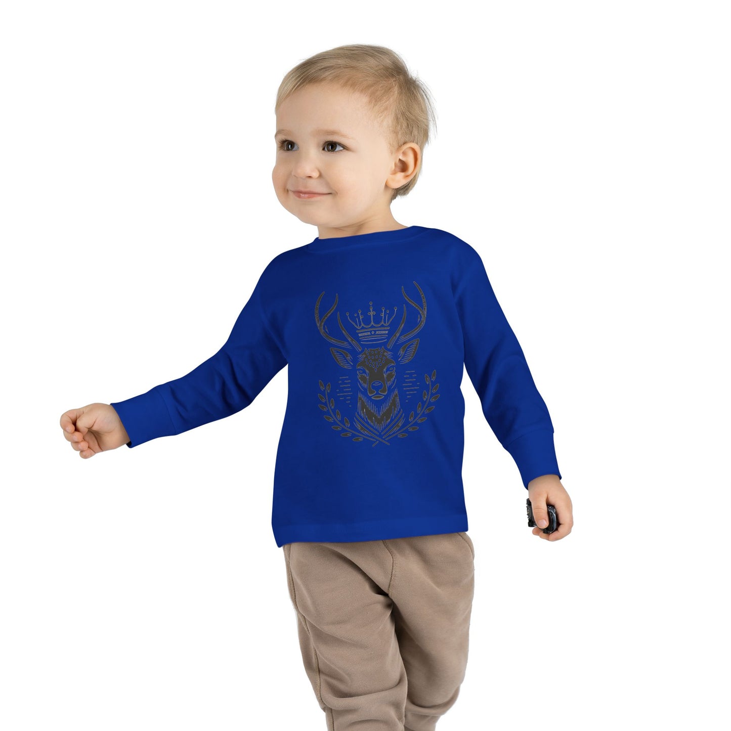 Crowned Deer Toddler Long Sleeve Tee - Oh Deer Lord