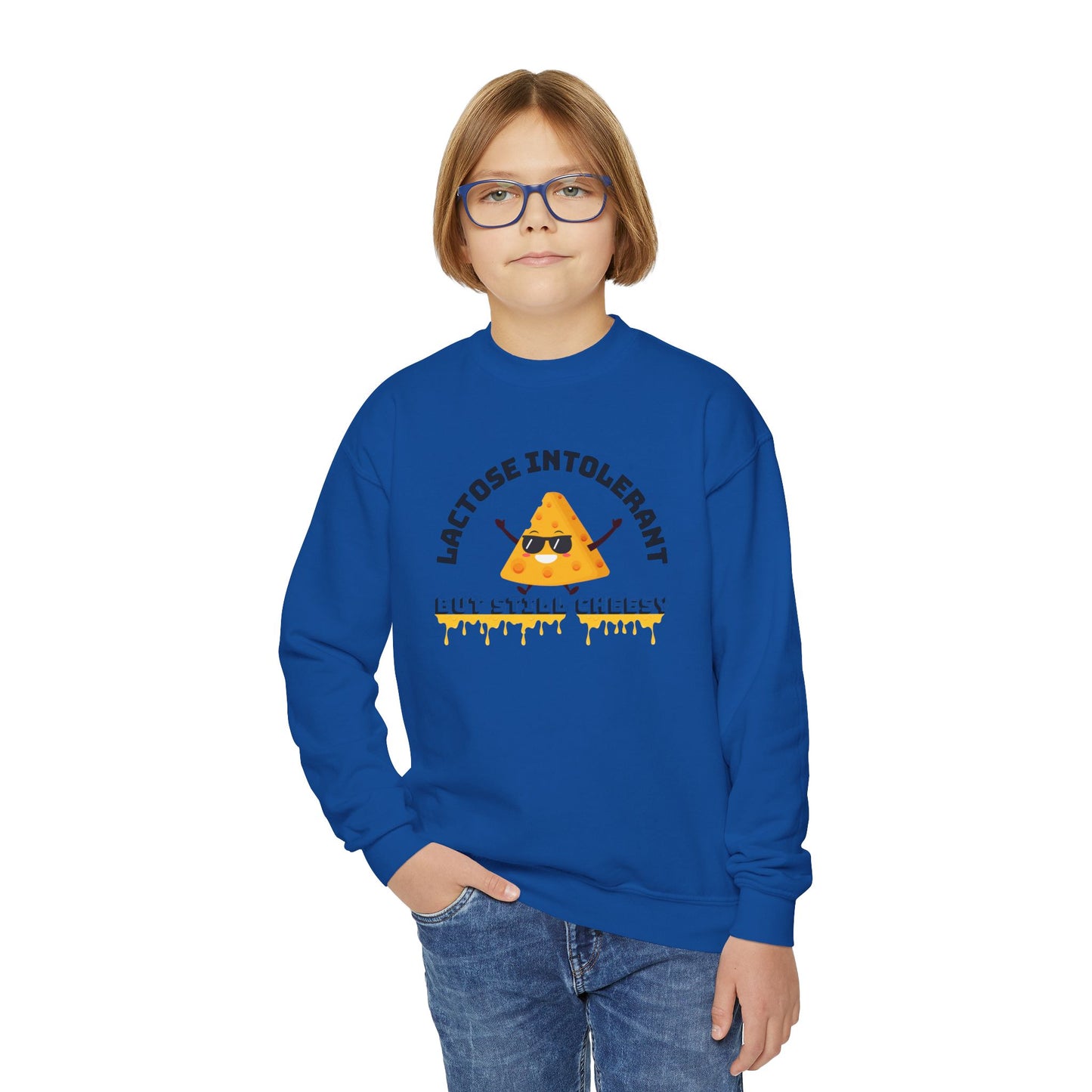 Fun Youth Crewneck Sweatshirt - "Lactose Intolerant" - Funny Gift for Kids, Allergy Awareness, Casual Wear, Birthday