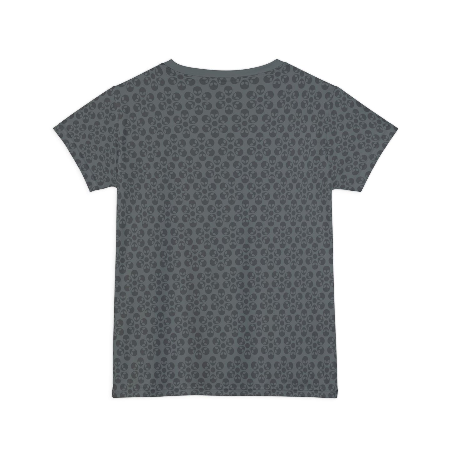 Womens Short Sleeve Shirt Alien Flowers Dark Grey