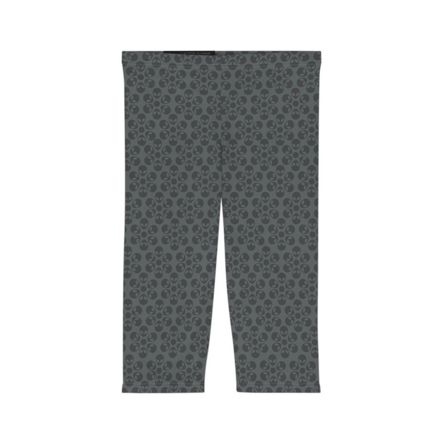 Women’s Capri Leggings Alien Flowers Dark Grey
