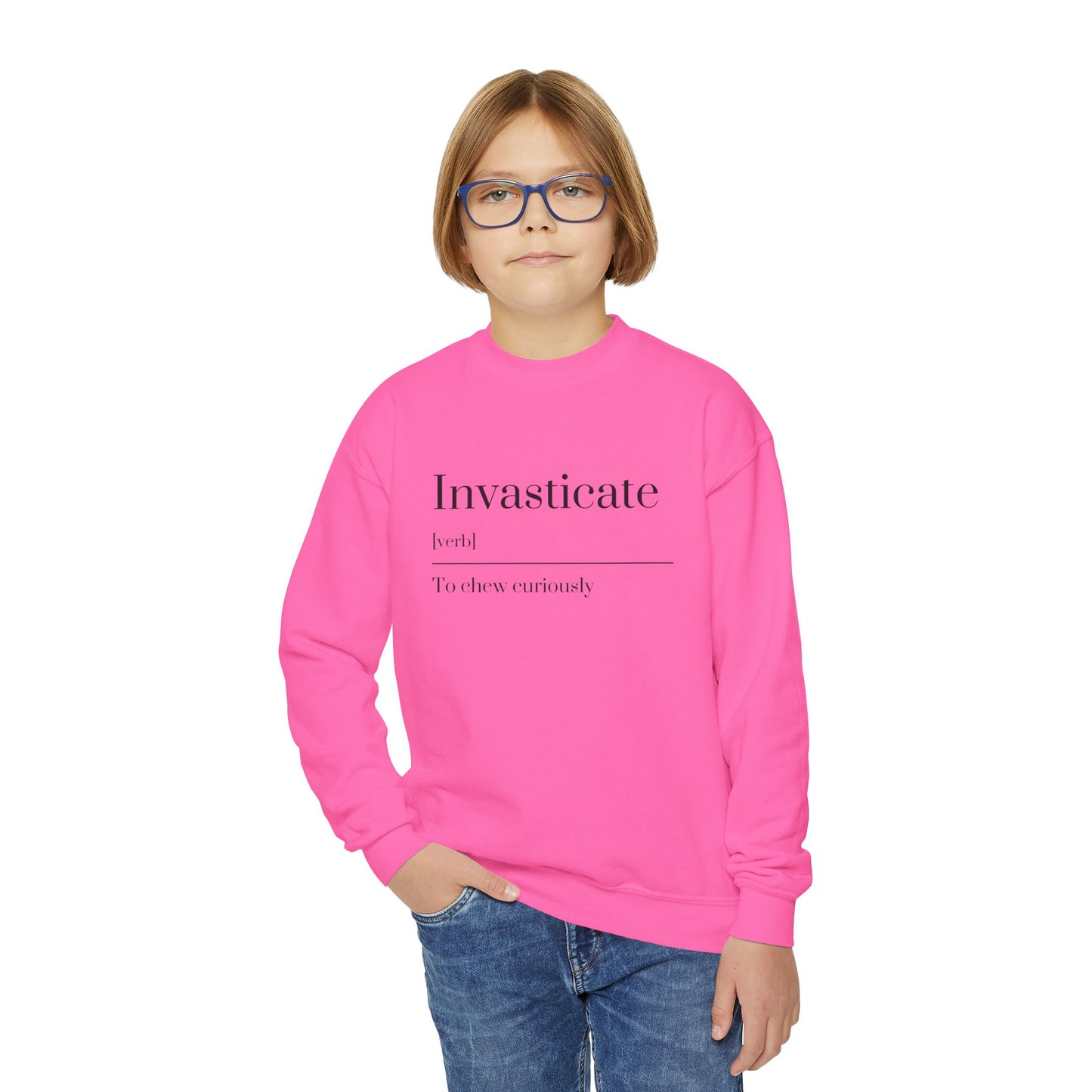 Invasticate Youth Crewneck Sweatshirt, Cool Sweatshirt for Kids, Youth Clothing, Trendy Apparel, Inspirational Gift, Cozy Fashion