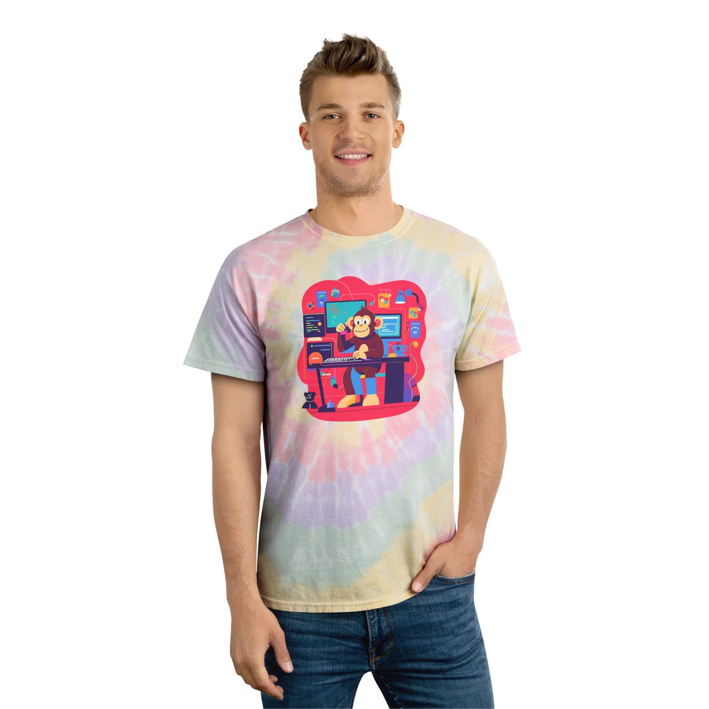 Colorful Tie-Dye Tee, Unisex Spiral Shirt for Leisure, Tie-Dye T-Shirt, Cool Casual Wear, Gift for Gamers, Summer Vibes, Art Enthusiasts