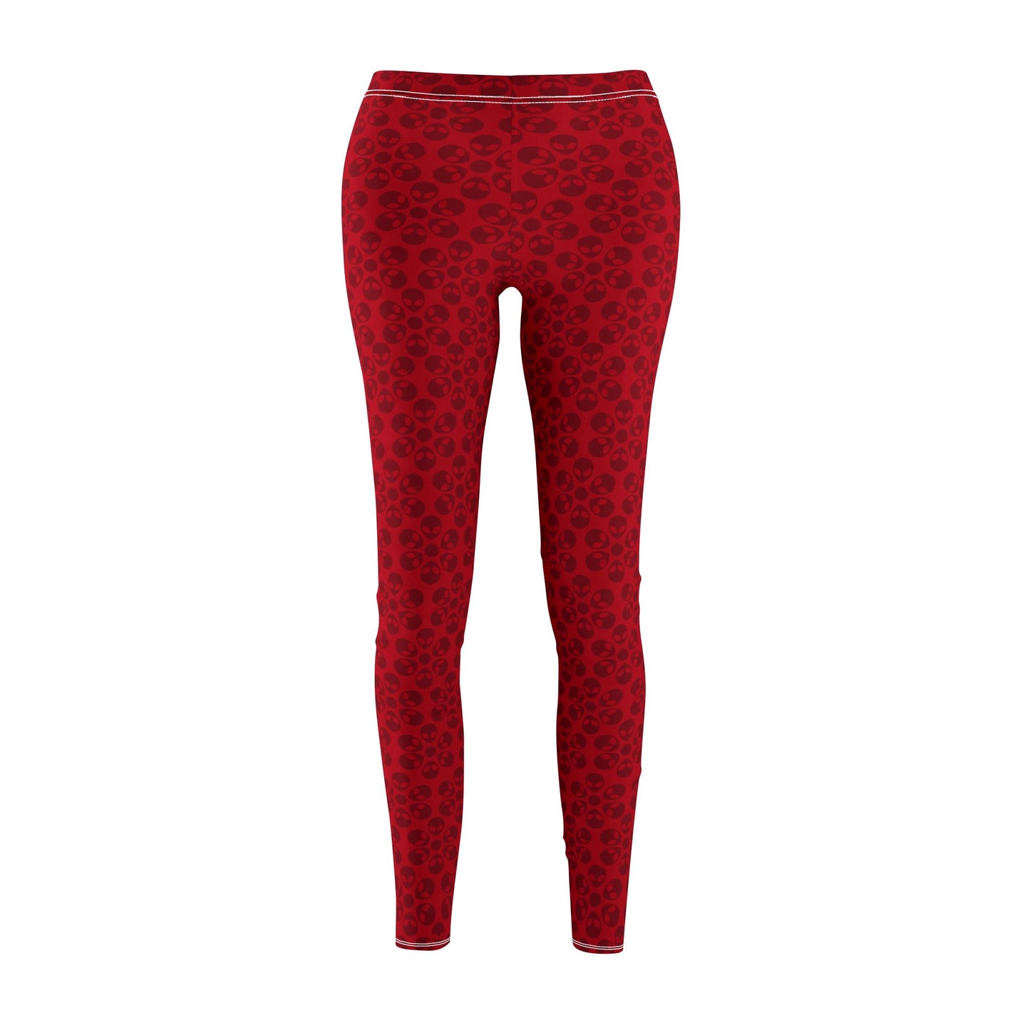 Womens Midrise Casual Leggings Alien Flowers White