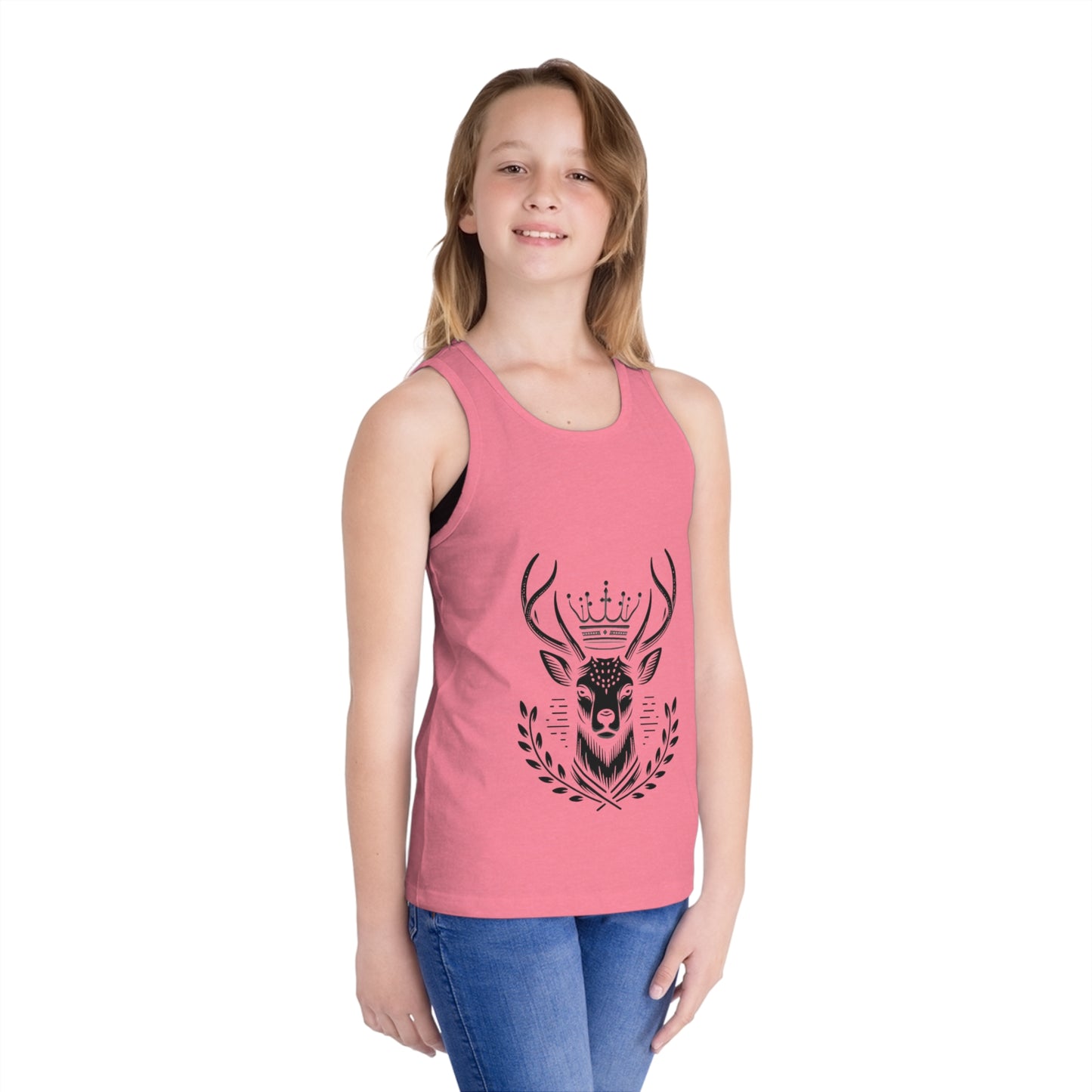 Kids' Jersey Tank Top - Majestic Crowned Deer Design - Oh Deer Lord