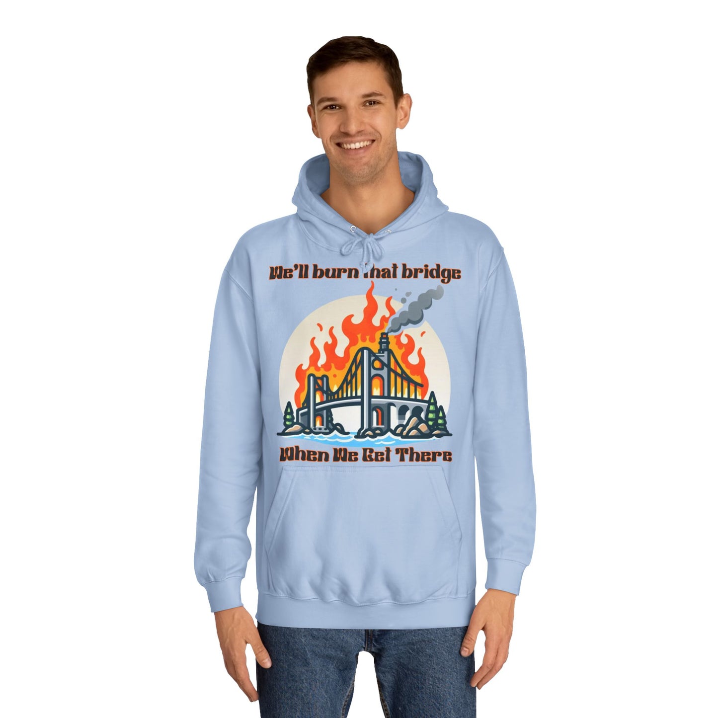 Burning Bridge - Unisex College Hoodie