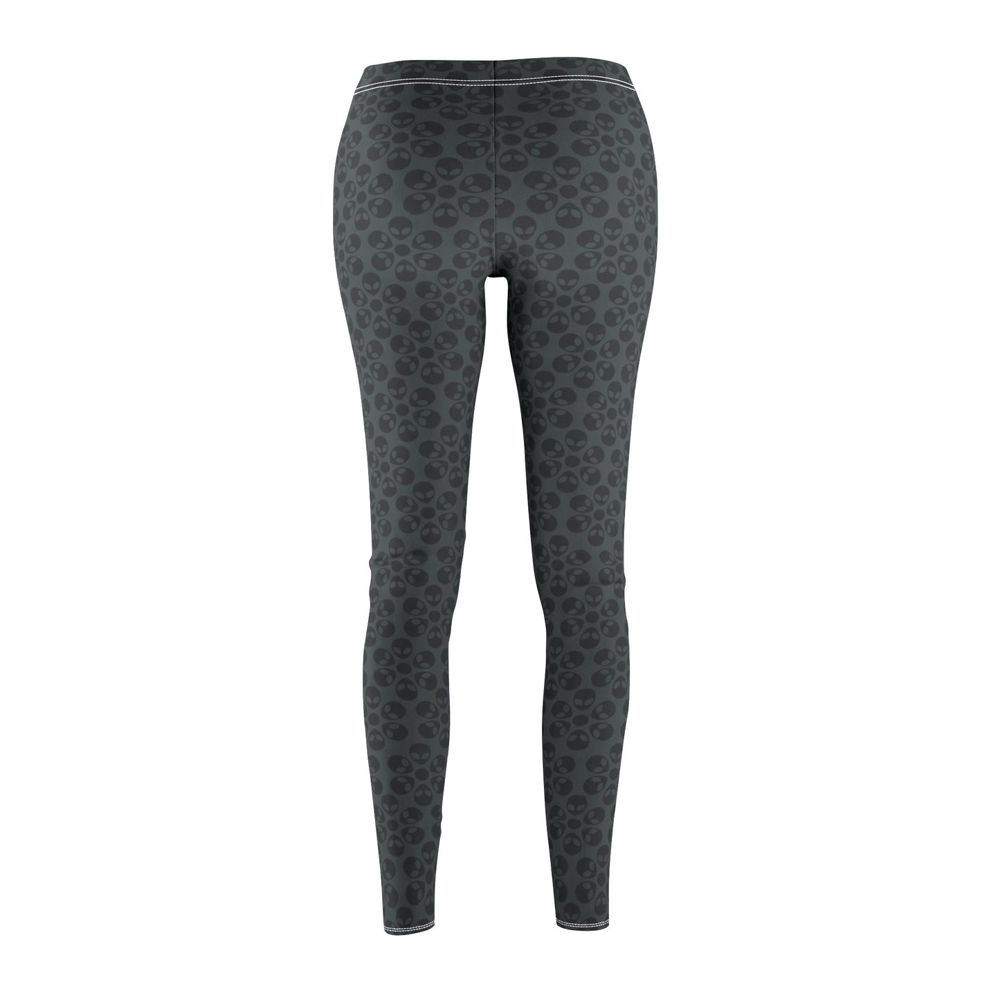 Womens Midrise Casual Leggings Alien Flowers White