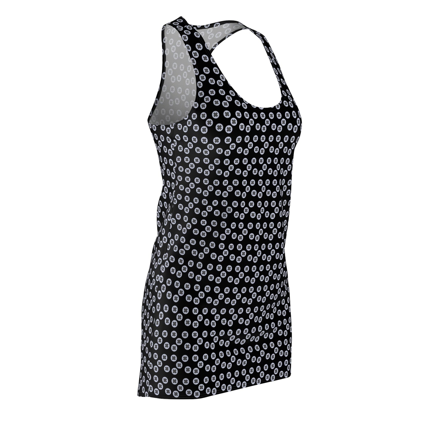 Floral Pattern Racerback Dress, Summer Dress, Casual Dress, Beachwear, Party Dress, Vacation Outfit - Black