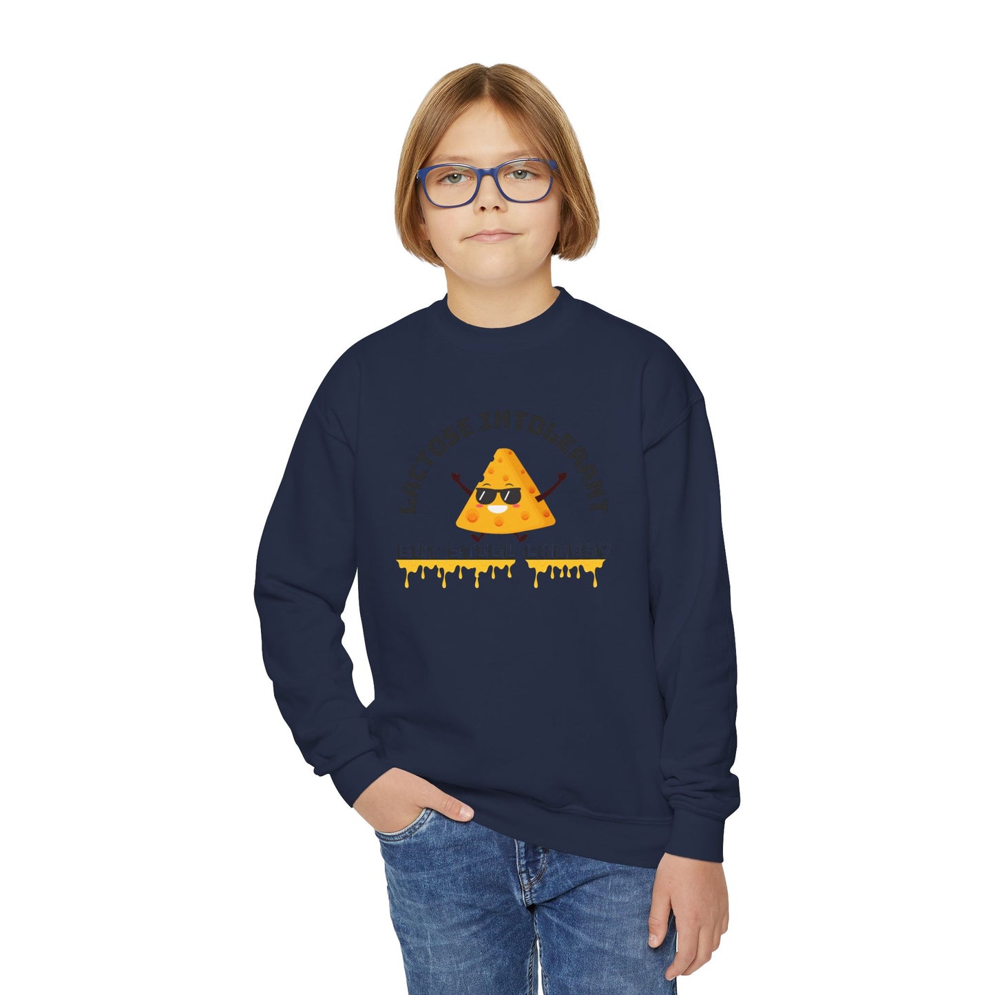 Fun Youth Crewneck Sweatshirt - "Lactose Intolerant" - Funny Gift for Kids, Allergy Awareness, Casual Wear, Birthday