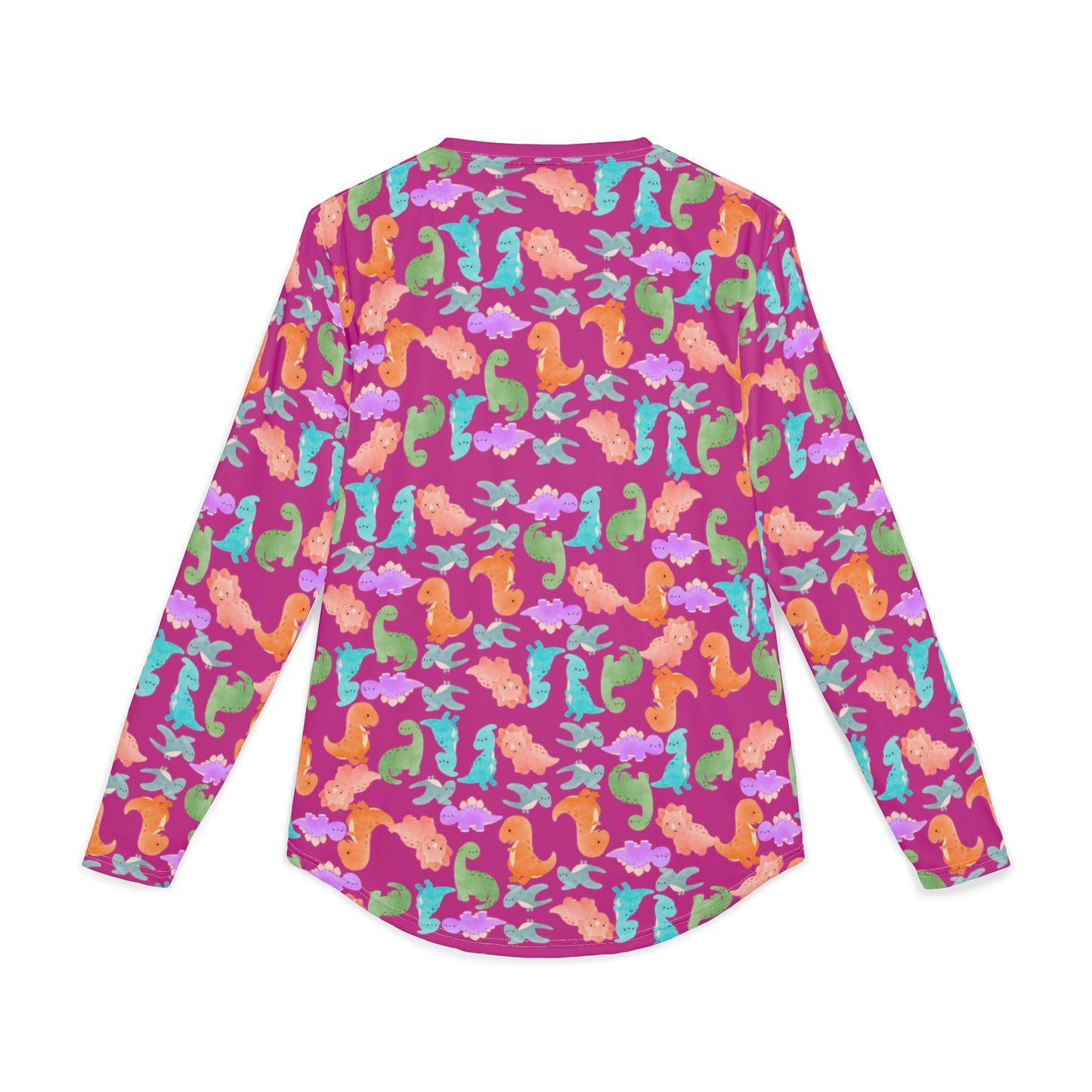 Colorful Dino UV Protection Shirt for Men | Long Sleeve Sun Shirt Outdoor Apparel Beachwear Vacation Top Summer Essentials Rainbow Dinos Pink
