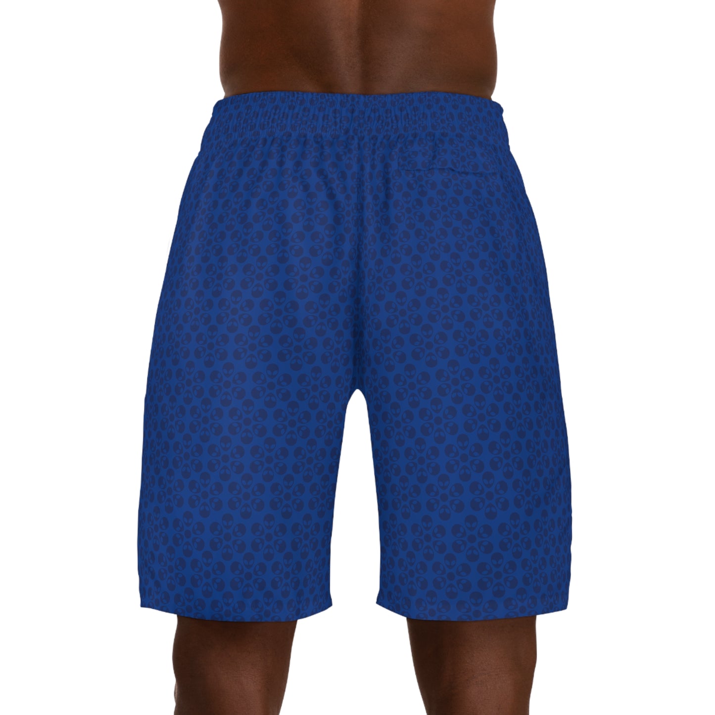 Mens Jogger Shorts Alien Flowers Dark Blue