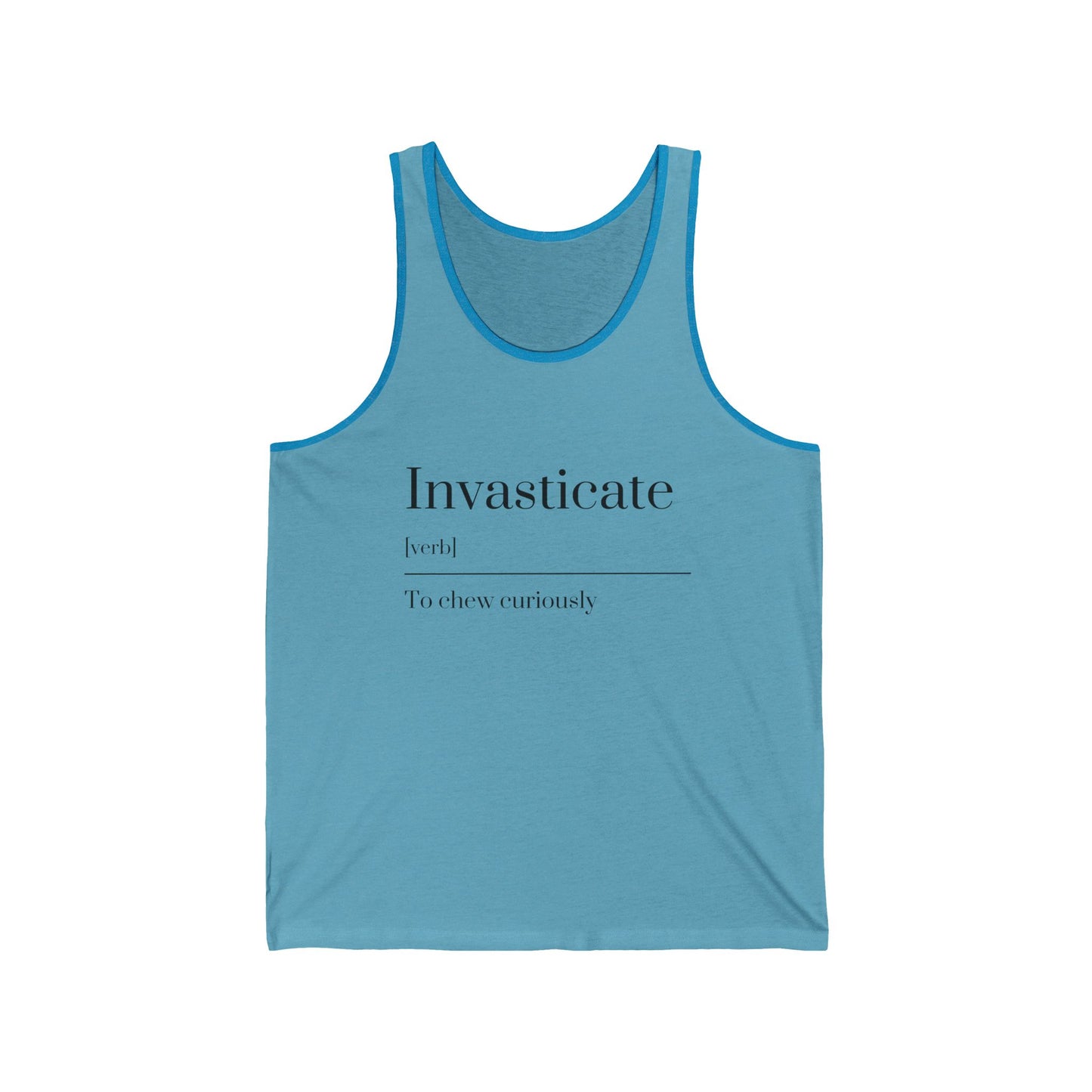 Invasticate Unisex Jersey Tank | Meaningful Word Art Tee, Summer Top, Casual Wear, Gift for Grammar Lovers, Beachwear