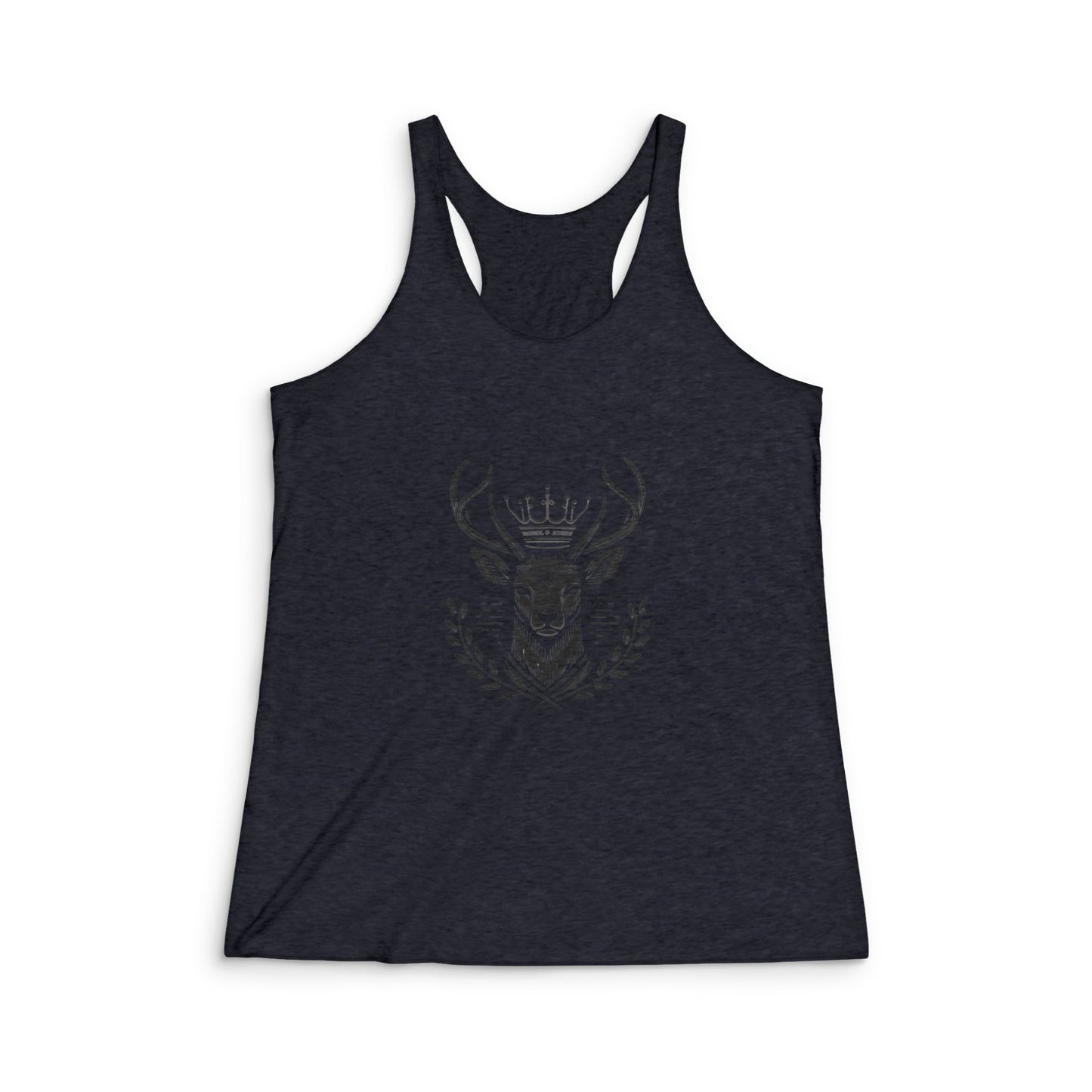 Women's Tri-Blend Racerback Tank with Regal Deer Design - Perfect for Nature Lovers & Outdoor Activities - Oh Deer Lord