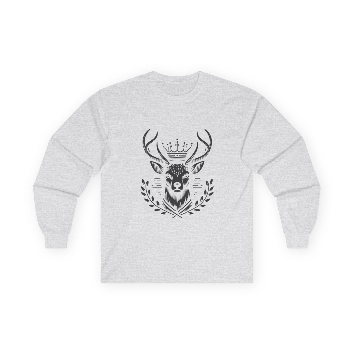 Crowned Deer Long Sleeve Tee | Unisex Ultra Cotton | Nature Inspired Apparel - Oh Deer Lord
