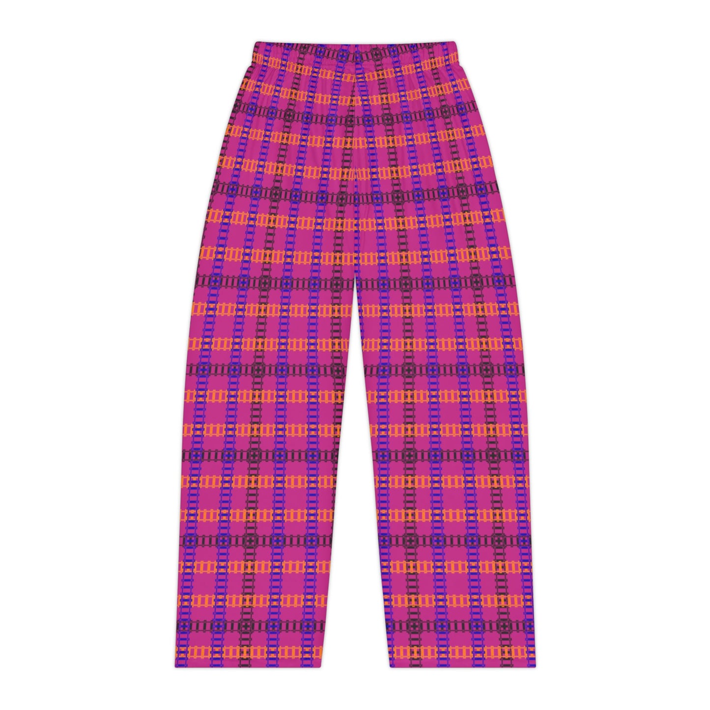 Cozy Womens Pajama Pants Halloween Lounge Pants Cute Sleepwear Gifting for Her Relaxed Fit Casual Comfort Train Tracks Pink