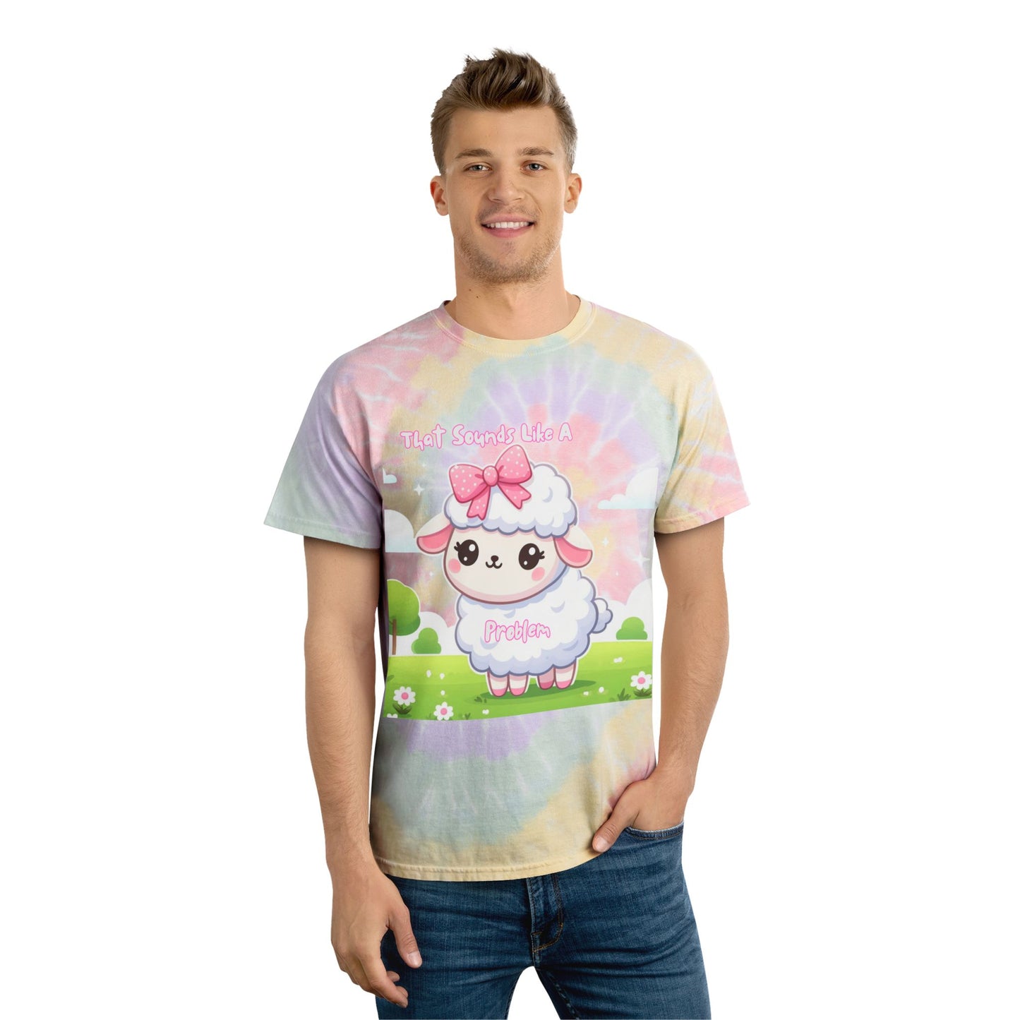 Cute Tie-Dye Sheep Tee, Fun Spiraled Pastel T-Shirt for Kids, Animal Lover Gift, Spring Outing Shirt, Birthday Present, Casual Wear