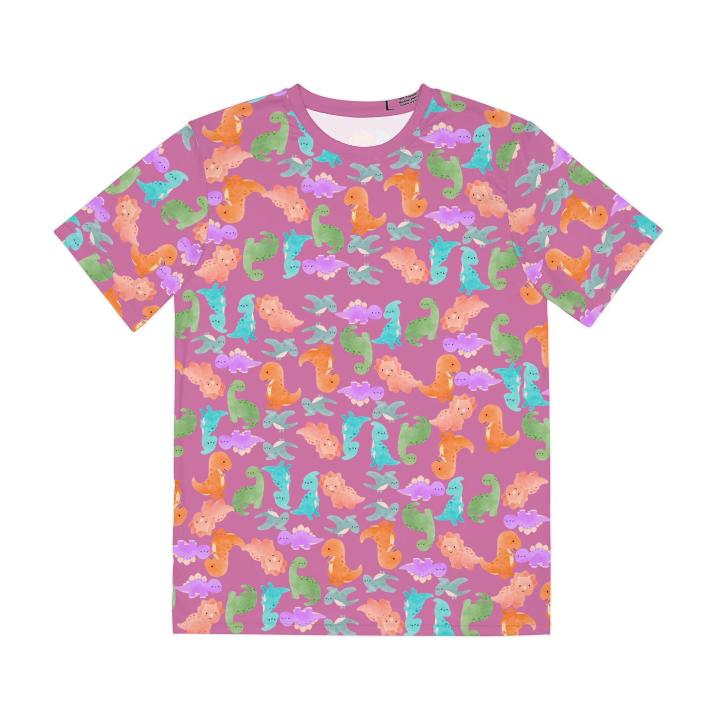 Colorful Dino Tee  Fun Playful Shirt for Ocean Lovers Casual Wear Summer Outfits Beach Activities Gifts for Him Rainbow Dinos Light Pink
