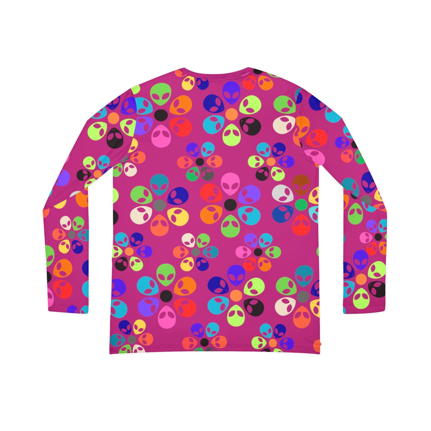 Colorful Alien Print Womens Long Sleeve VNeck Shirt Fun VNeck Tee Boho Style Top Unique Gift for SciFi Lovers Casual Everyday Wear Alien Rainbow Flowers Pink
