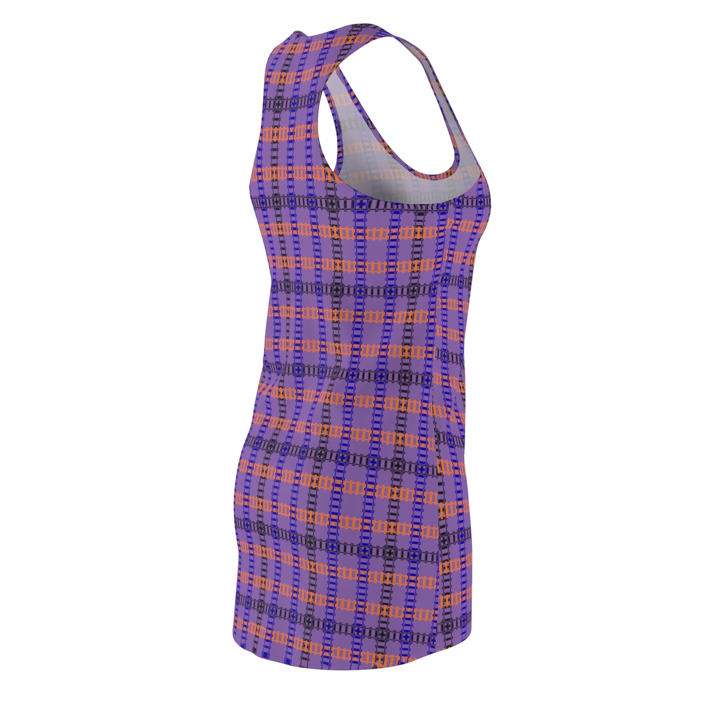 Vibrant Plaid Racerback Dress for Effortless Style Casual Summer Wear Festival Fashion Beach CoverUp Everyday Comfort Train Tracks Light Purple