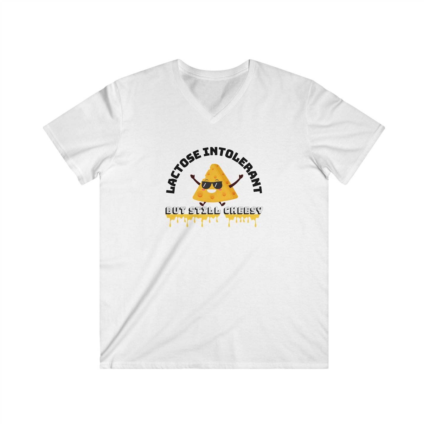 Lactose Intolerant Humor V-Neck Tee, Funny Lactose Intolerant Shirt, Gift for Cheese Lovers, Cute Funny T-Shirt, Men’s Casual Wear