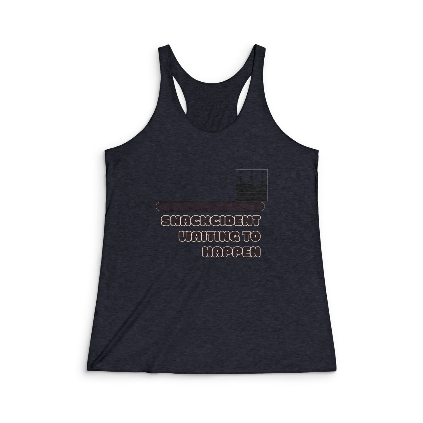 Funny Women's Racerback Tank, Snackcident Waiting to Happen, Workout Top, Gift for Foodies, Summer Casual Wear, Birthday Gift