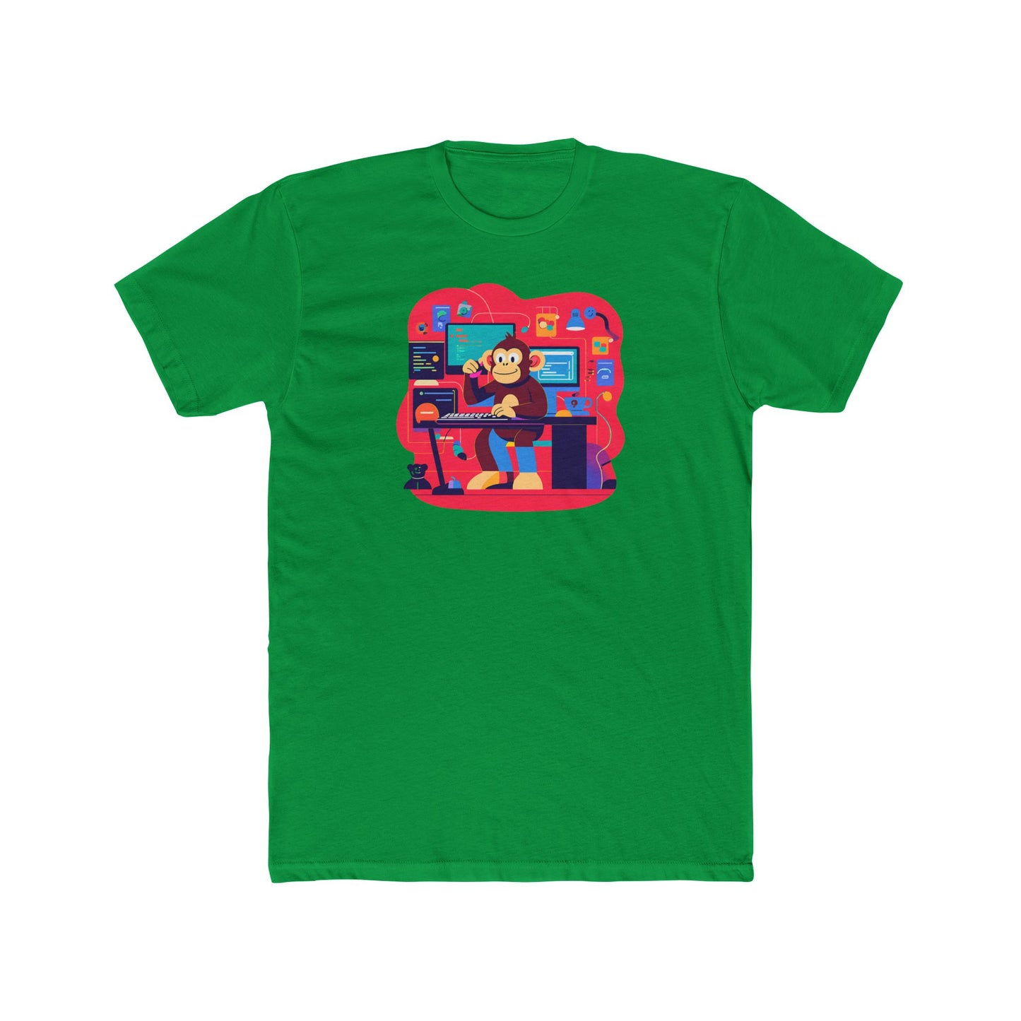 Playful Monkey Themed Unisex Cotton Crew Tee, Fun Gamer Shirt, Casual Tee, Graphic Tee, Gift for Kids and Teens
