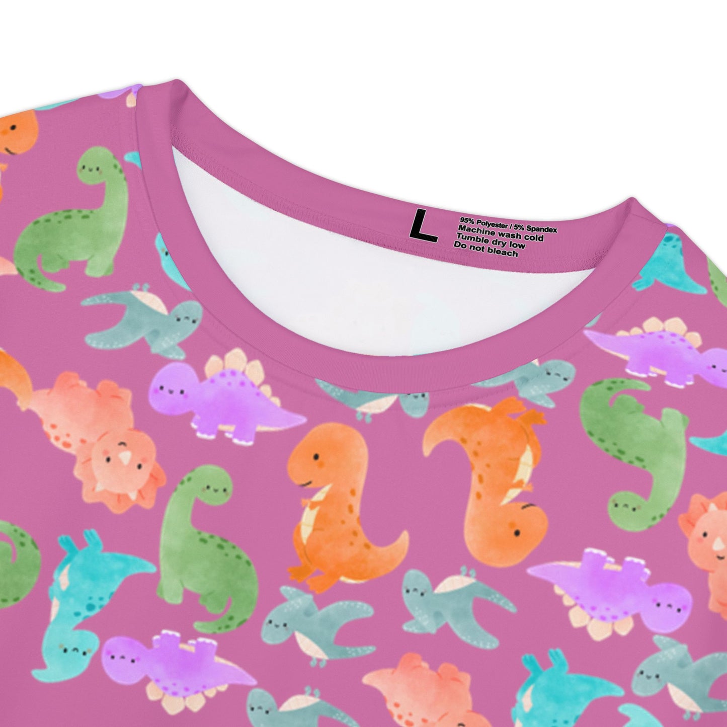 Vibrant Dino Shirt Cute Summer Tee Beachwear Casual Outfit Gift for Ocean Lovers Rainbow Dinos Light Pink