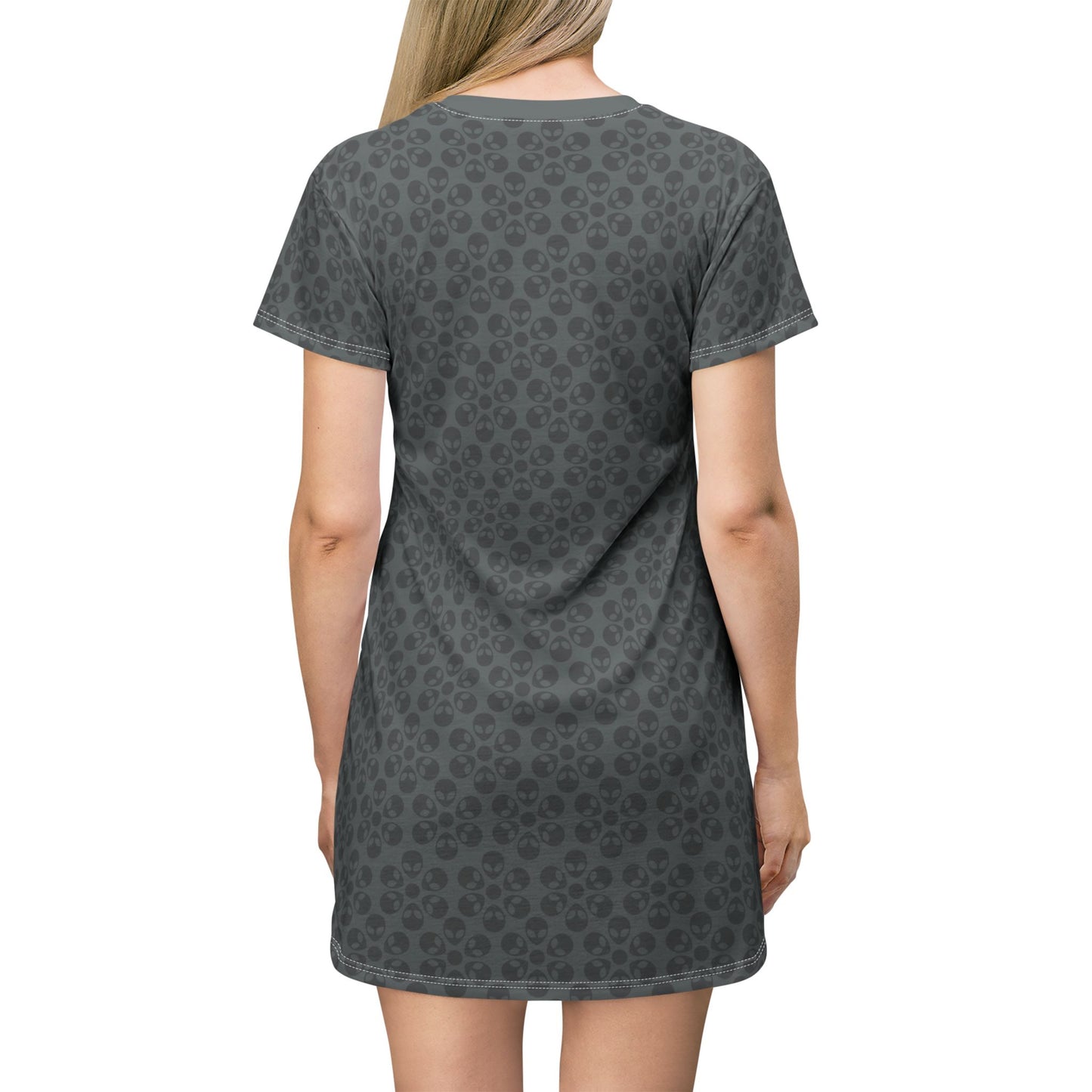 Floral Pattern TShirt Dress Casual Summer Dress Cute Dress for Women Floral Print Dress Trendy Everyday Wear Perfect for Beach Alien Flowers Dark Grey