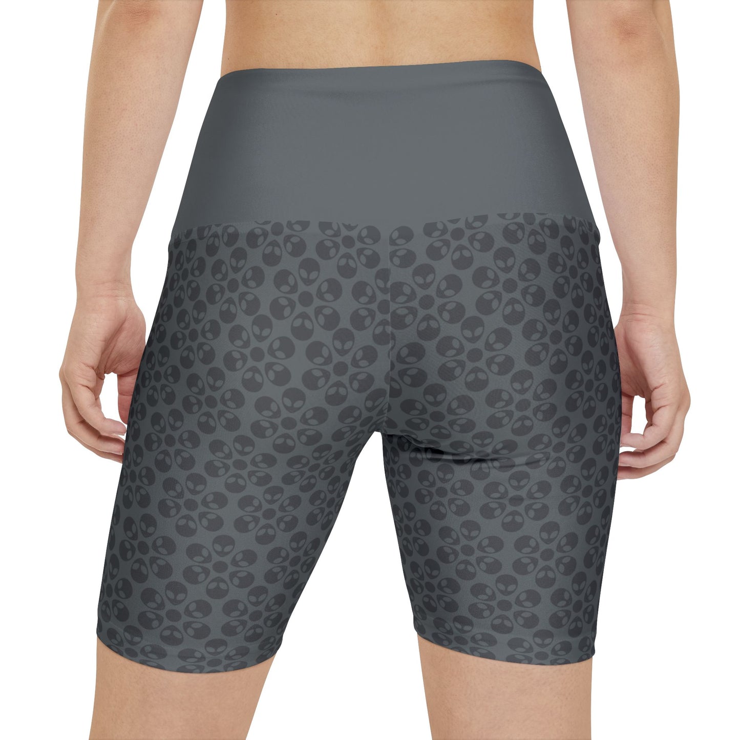 Womens Workout Shorts Alien Flowers Dark Grey