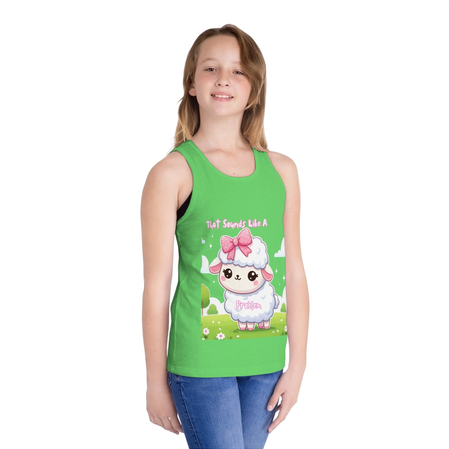 Cute Kid's Jersey Tank Top - Graphic Sheep Design for Playtime